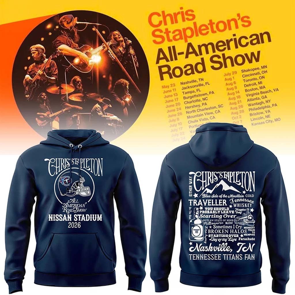 Tennessee Titans X Chris Stapleton All American Road Show Hoodie Titans Merch Navy Fans Gifts - Kdjoy Tennessee Titans X Chris Stapleton All American Road Show Hoodie Titans Merch Navy Fans Gifts - Kdjoy