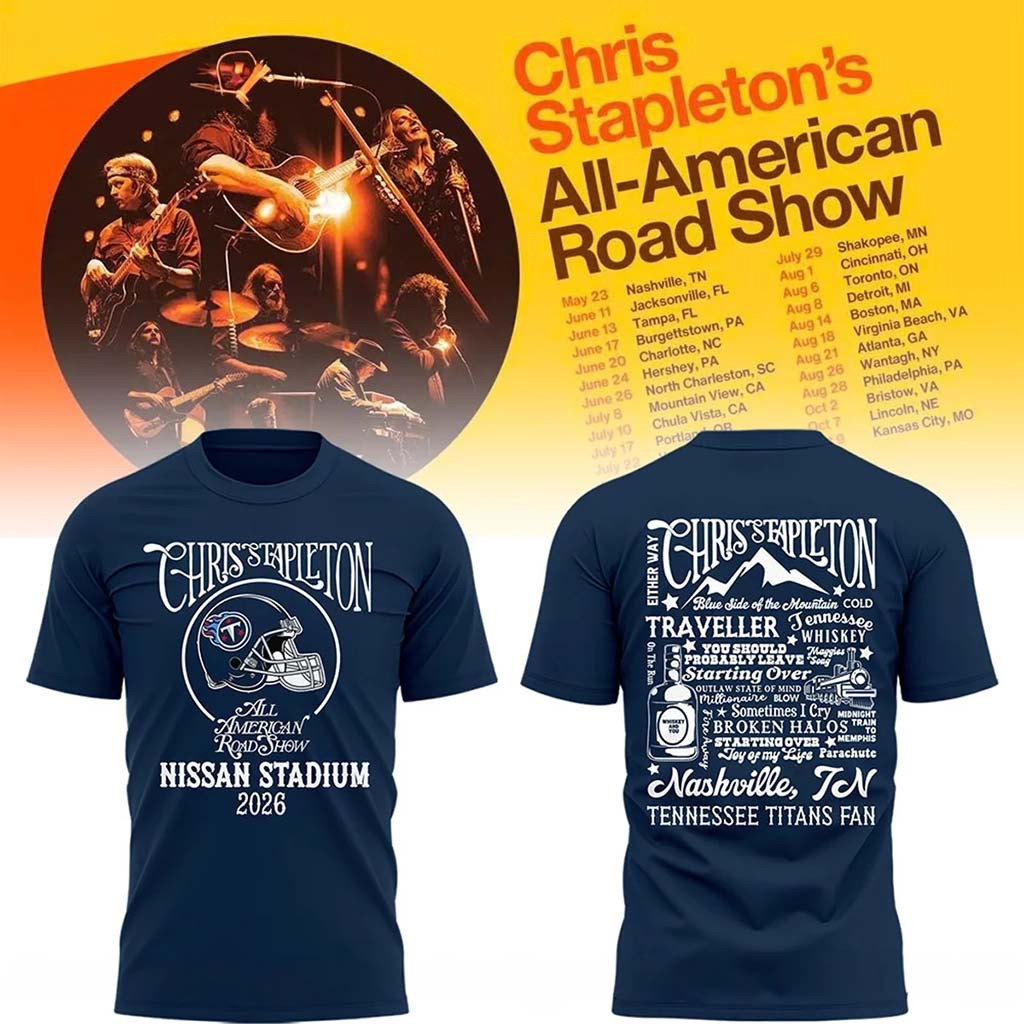 Tennessee Titans X Chris Stapleton All American Road Show T-Shirt Titans Merch Navy Fans Gifts - Kdjoy