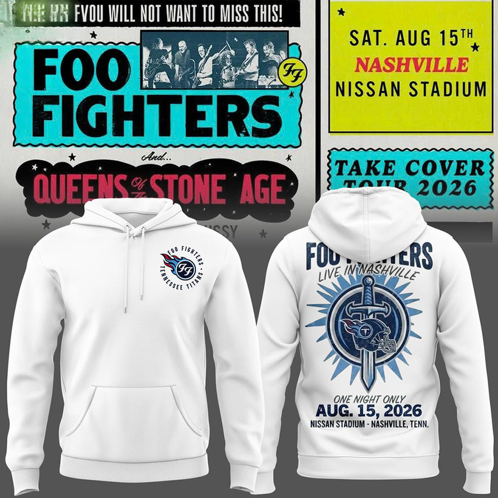 Tennessee Titans X Foo Fighters Take Cover Tour 2026 Hoodie Foo Fighters Merch Gift For Fans - Kdjoy Tennessee Titans X Foo Fighters Take Cover Tour 2026 Hoodie Foo Fighters Merch Gift For Fans - Kdjoy