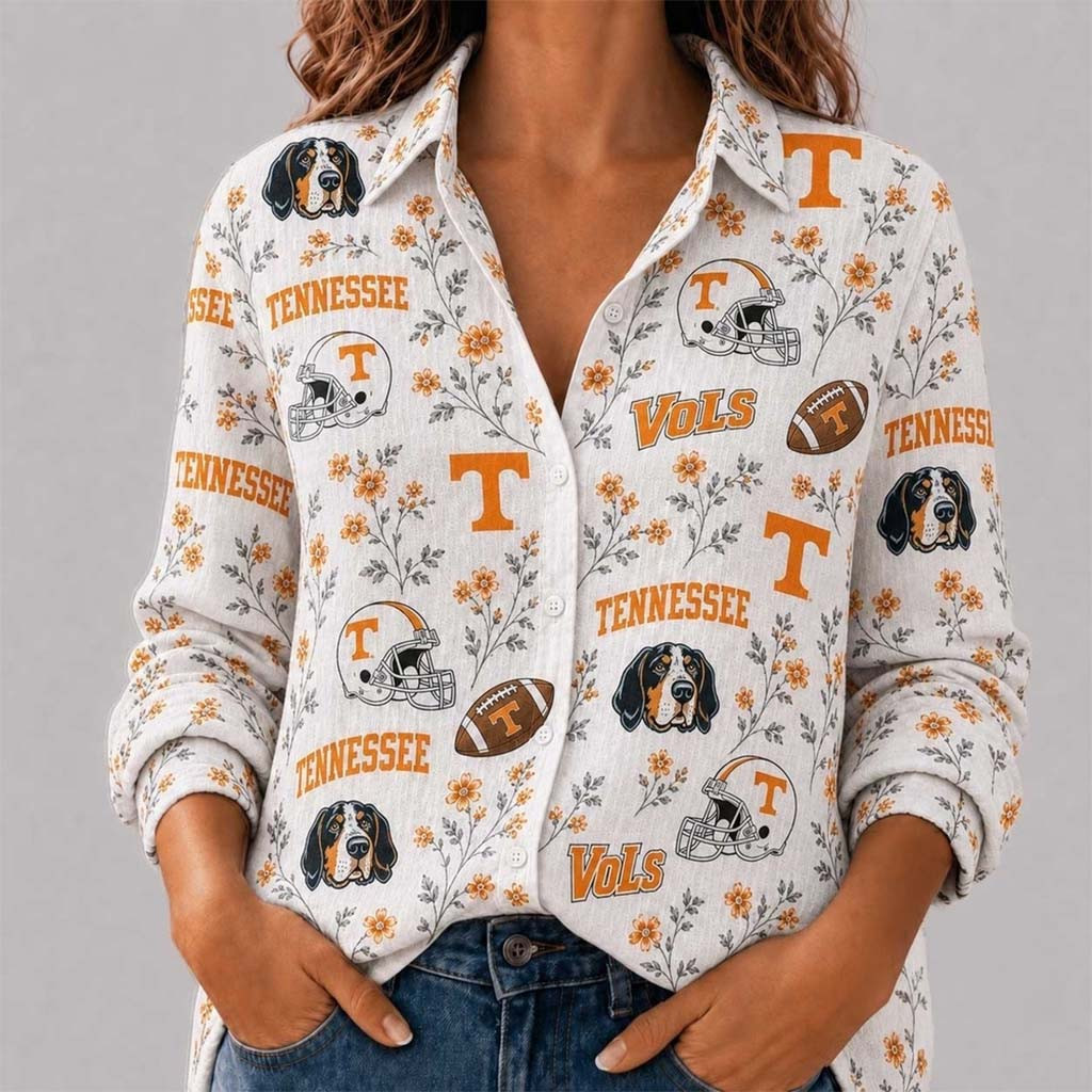 Tennessee Volunteers College Spirit Blossoms Button Up Long Sleeve Shirt Volunteers Merch - Kdjoy Tennessee Volunteers College Spirit Blossoms Button Up Long Sleeve Shirt Volunteers Merch - Kdjoy