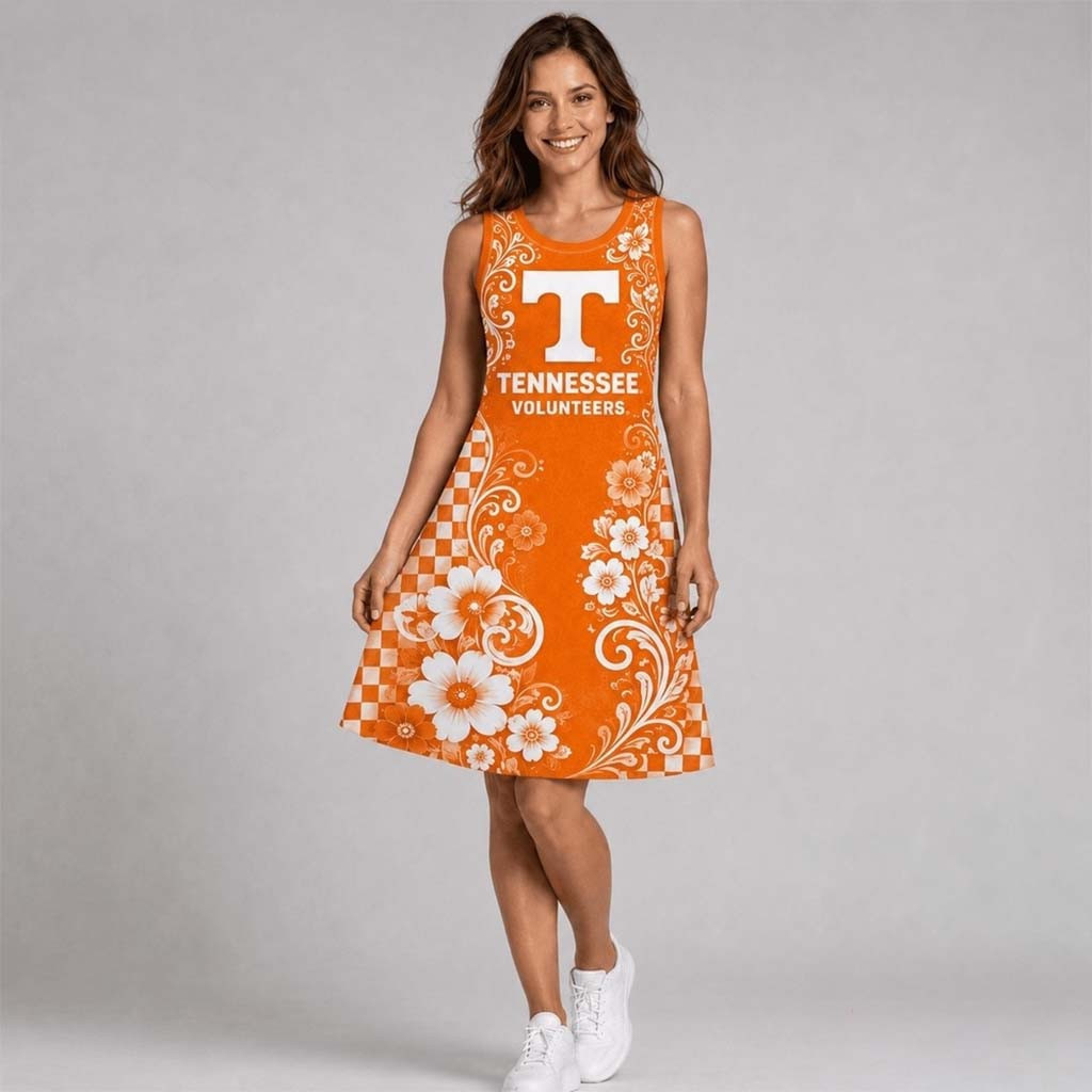 Tennessee Volunteers Sporty Floral Elegance Women's Sleeveless Dress Volunteers Merch Gifts - Kdjoy