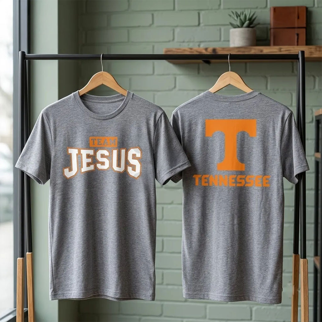 Tennessee Volunteers Team Jesus Shirt Grey Volunteers Merch Best Gifts For Football Fans - Kdjoy