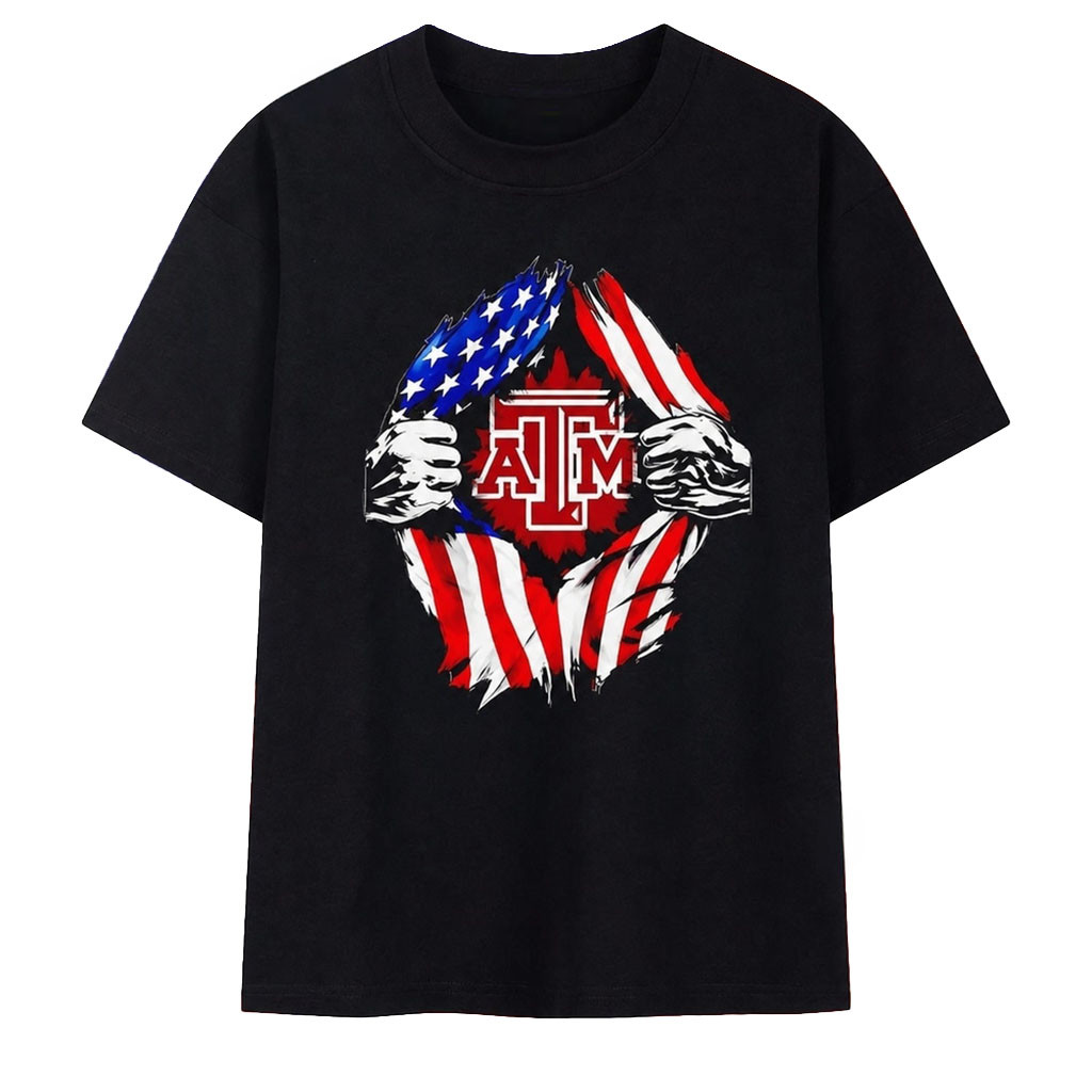 Texas A and M University American Flag Ripped Chest T-Shirt Texas A&M University Merch - Kdjoy