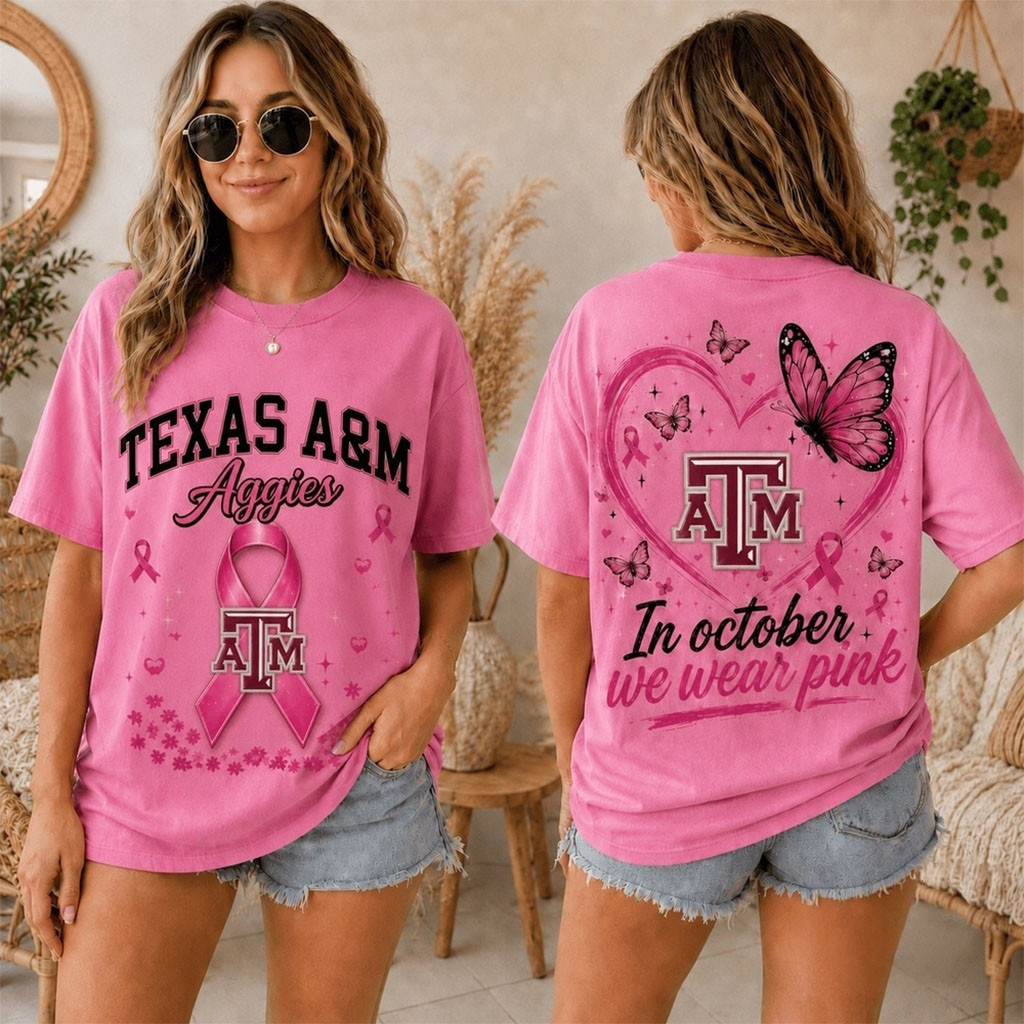 Texas A&M Aggies 2026 Pink October Breast Cancer Awareness Pride T-Shirt Aggies Merch Gifts - Kdjoy Texas A&M Aggies 2026 Pink October Breast Cancer Awareness Pride T-Shirt Aggies Merch Gifts - Kdjoy