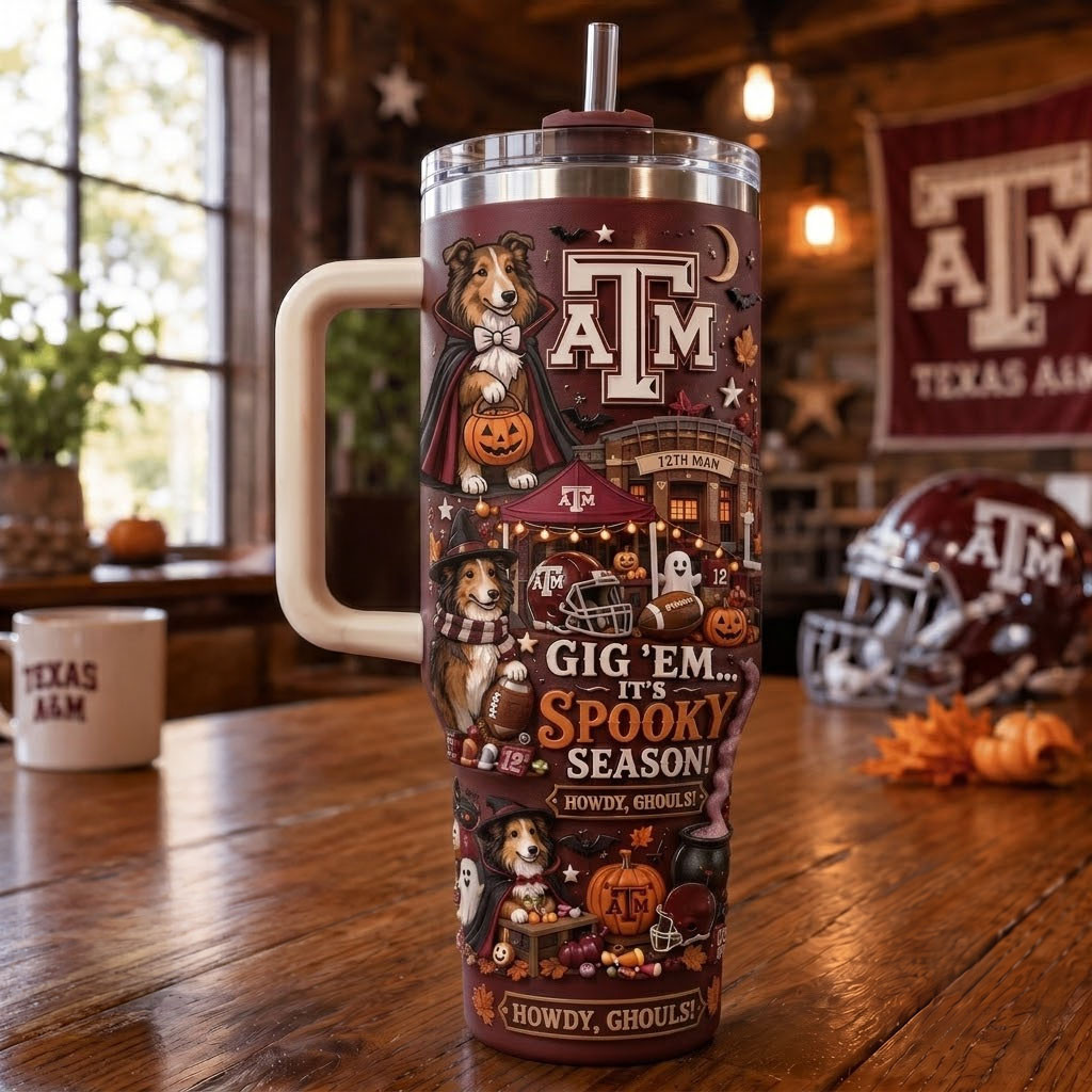 Texas A&M Aggies Gig Em It's Spooky Season Tumbler Aggies Merch Gifts For Halloween Lovers - Kdjoy Texas A&M Aggies Gig Em It's Spooky Season Tumbler Aggies Merch Gifts For Halloween Lovers - Kdjoy