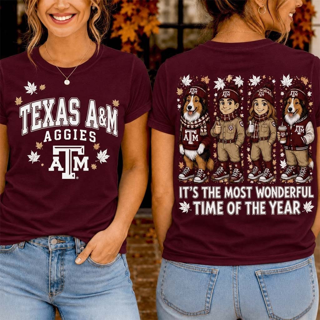 Texas A&M Aggies Merch 2026 Autumn Festive Cheer T-Shirt Fall Outfits Gift For Fans - Kdjoy