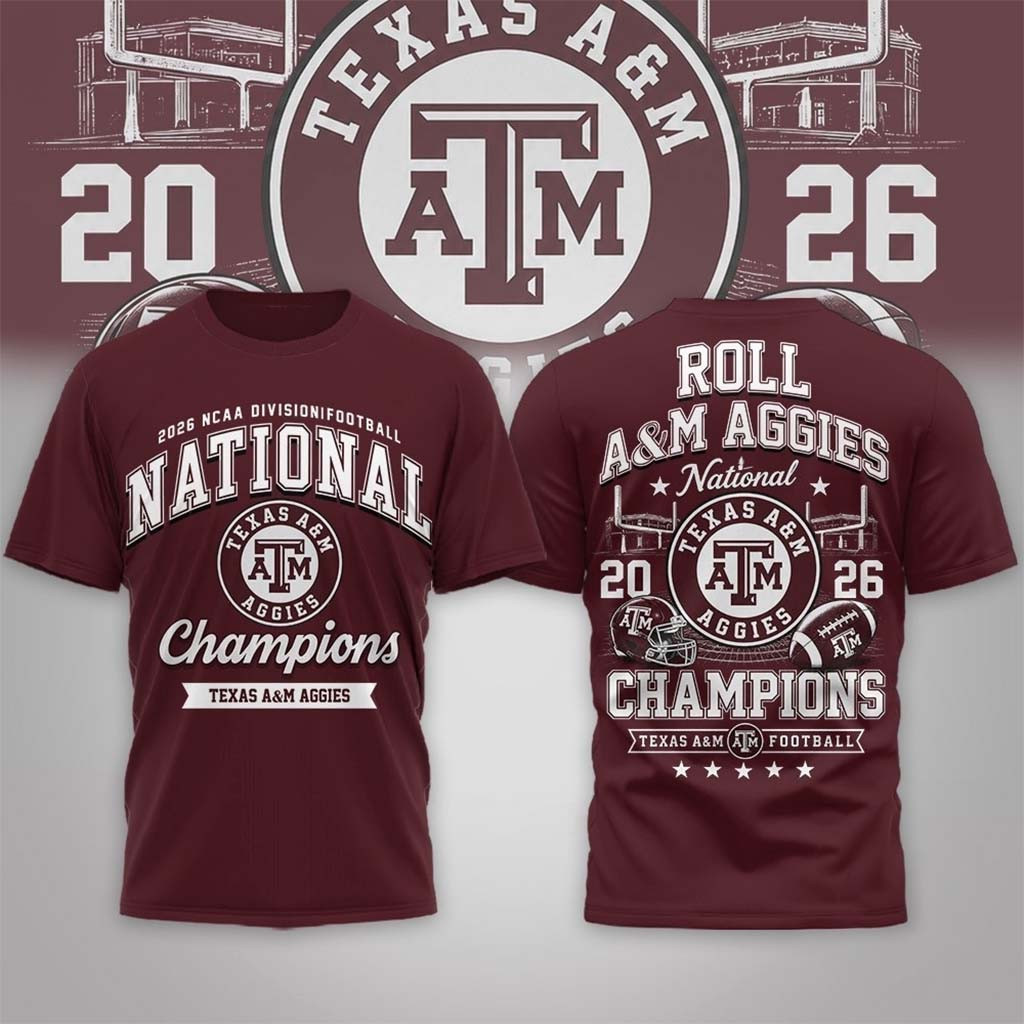 Texas A&M Aggies Merch Road to Glory 2026 Football Champions T-Shirt Gift For Football Fans - Kdjoy