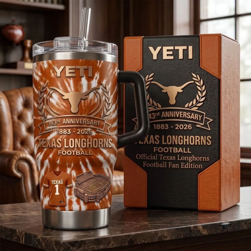Texas Longhorns 143rd Anniversary Tie-Dye Tumbler Longhorns Merch Football Fan Gift Ideas - Kdjoy