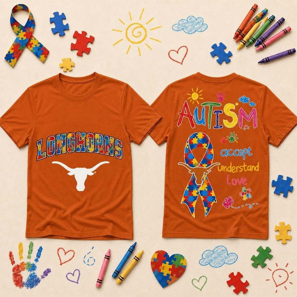 Texas Longhorns Merch 2026 Autism Awareness Puzzle Ribbon Shirt Autistic Gifts For Adults