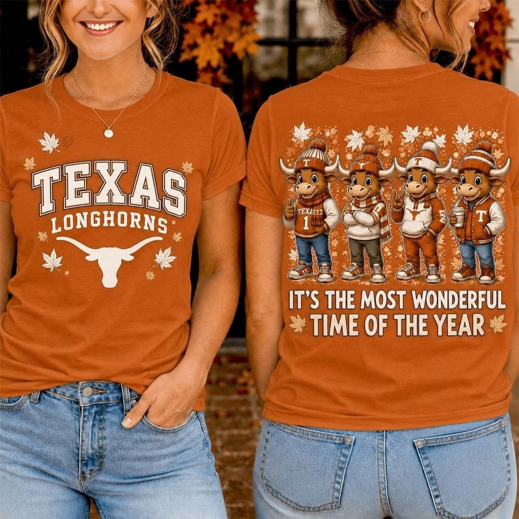 Texas Longhorns Merch 2026 Autumn Festive Cheer T-Shirt It's The Most Wonderful Time Tee Gifts - Kdjoy Texas Longhorns Merch 2026 Autumn Festive Cheer T-Shirt It's The Most Wonderful Time Tee Gifts - Kdjoy