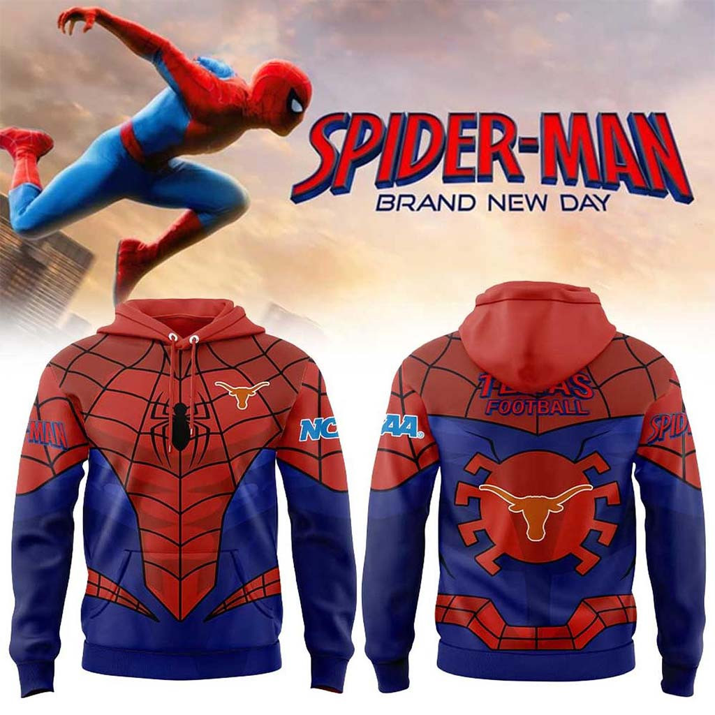 Texas Longhorns Spider Man 2026 Brand New Day Hoodie Texas Football Merch Gift For Fans - Kdjoy Texas Longhorns Spider Man 2026 Brand New Day Hoodie Texas Football Merch Gift For Fans - Kdjoy