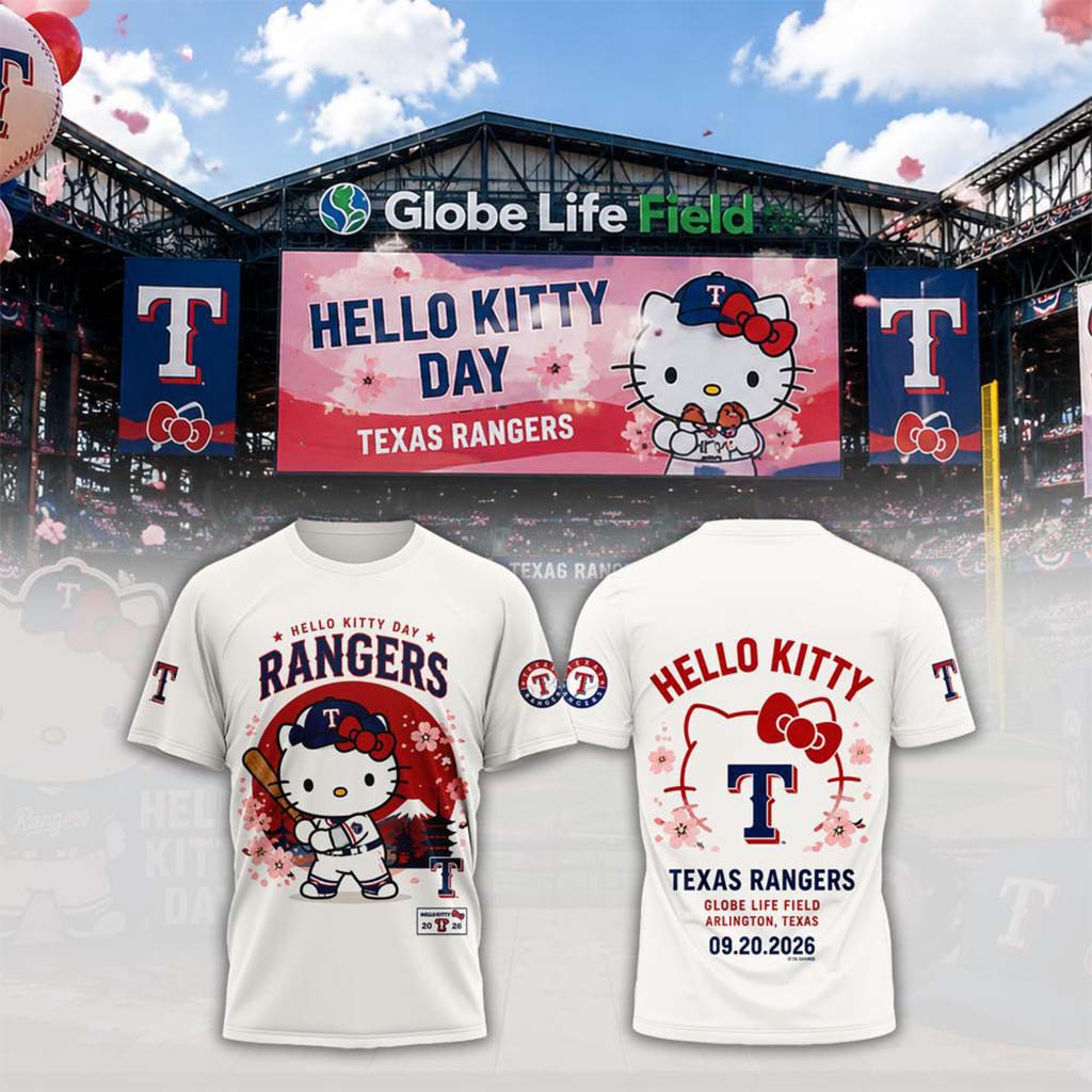 Texas Rangers Hello Kitty Day 2026 Graphic T-Shirt Texas Rangers Merch Gift For Baseball Fans - Kdjoy