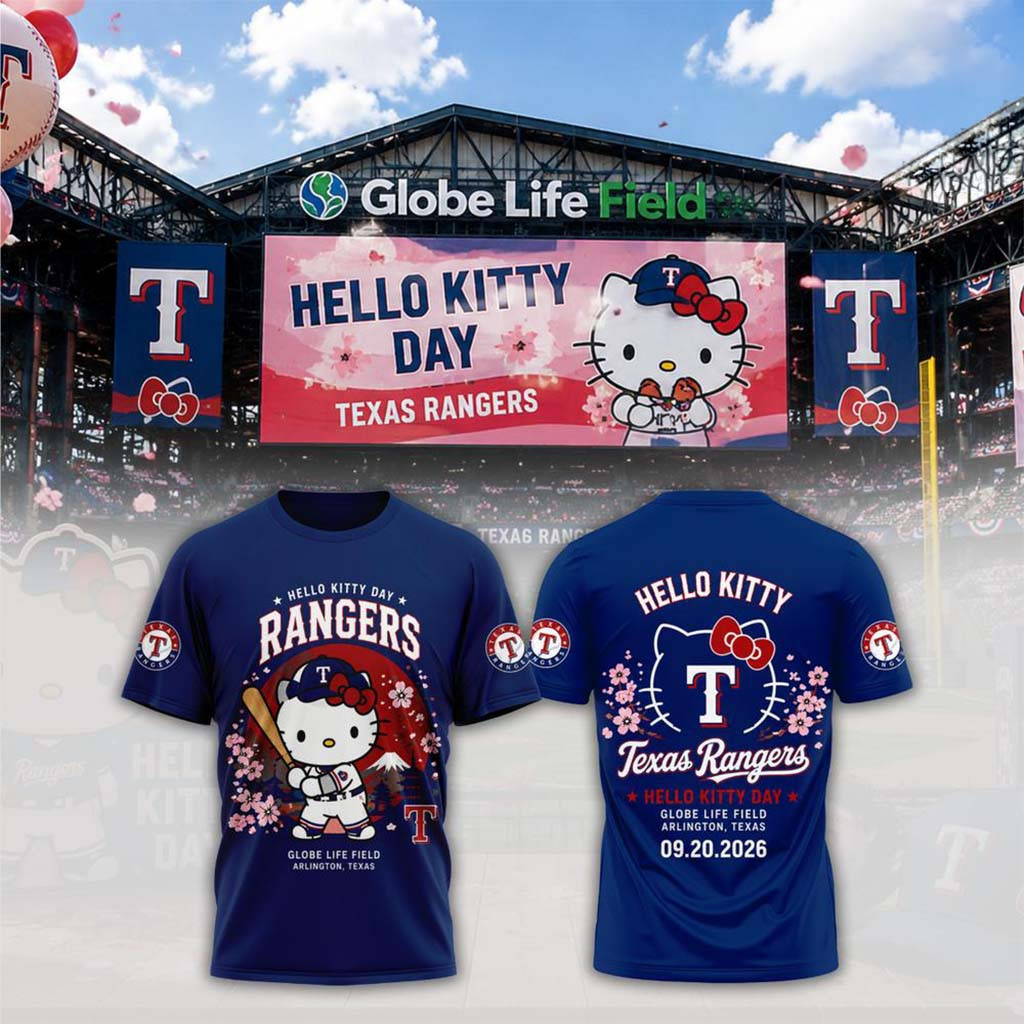 Texas Rangers Hello Kitty Day 2026 T-Shirt Texas Baseball Merch Cute Game Day Gifts For Fans - Kdjoy