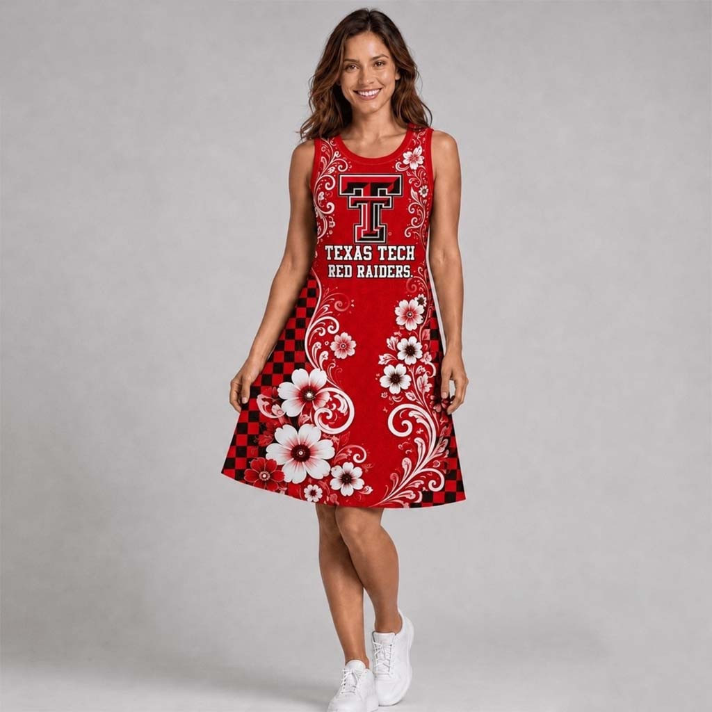 Texas Tech Red Raiders Sporty Floral Elegance Women's Sleeveless Dress Raiders Merch Mom Gifts - Kdjoy Texas Tech Red Raiders Sporty Floral Elegance Women's Sleeveless Dress Raiders Merch Mom Gifts - Kdjoy