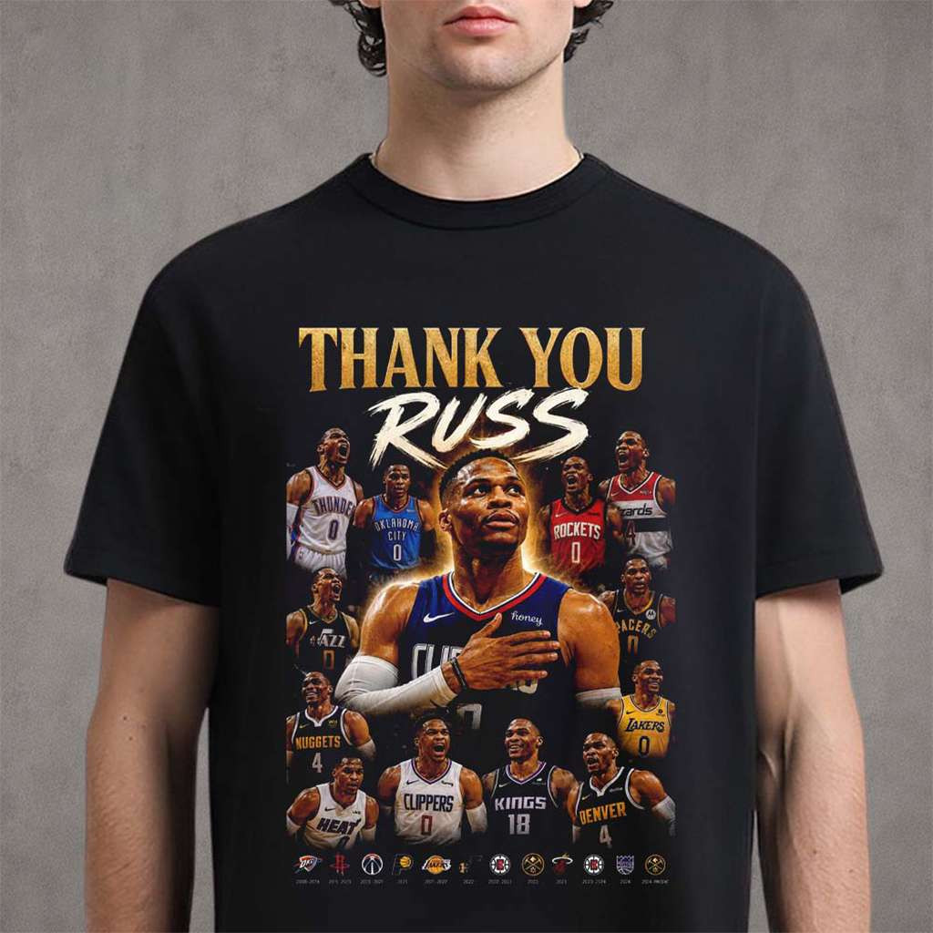 Thank You Russ Russell Westbrook Retirement 2008-2026 T-Shirt Gifts For Basketball Fan - Kdjoy Thank You Russ Russell Westbrook Retirement 2008-2026 T-Shirt Gifts For Basketball Fan - Kdjoy