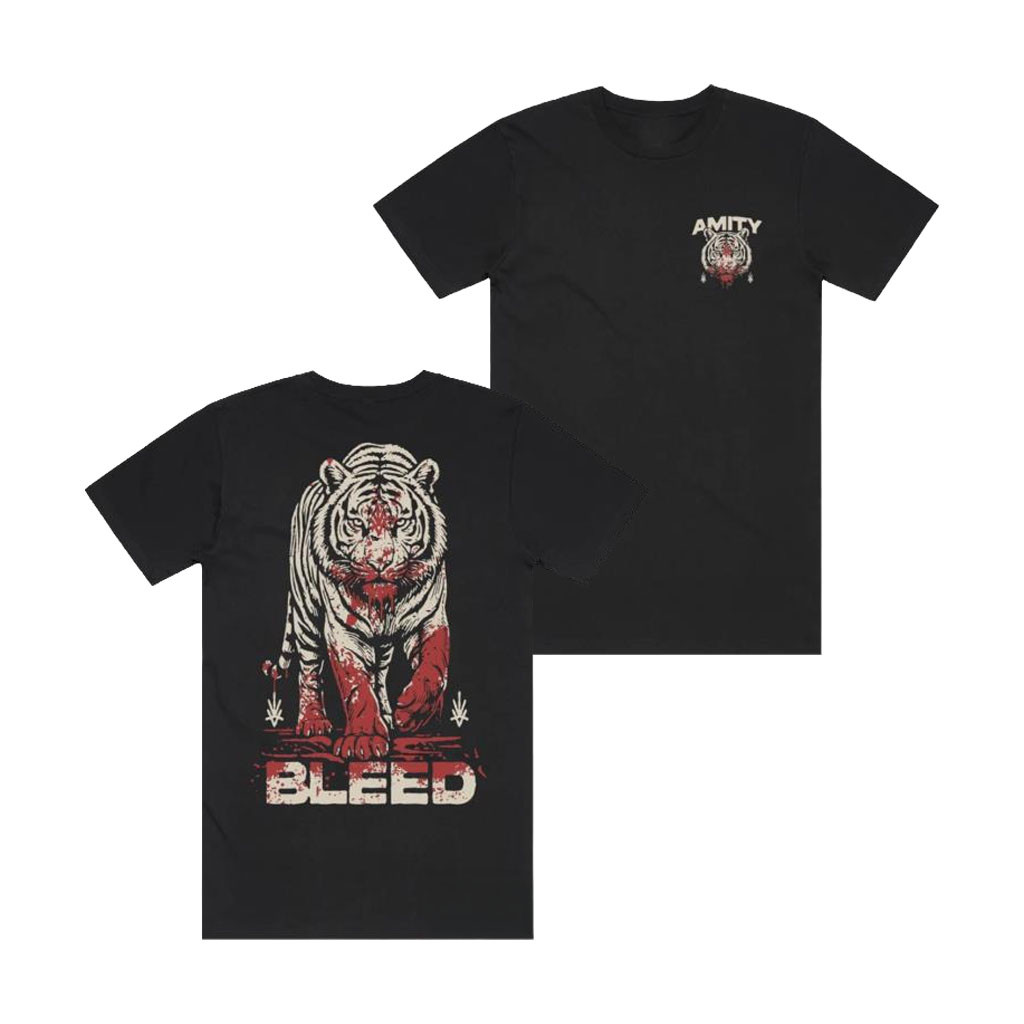 The Amity Affliction Merch 2026 The Amity Affliction White Tiger Black T-Shirt Bleed Shirt - Kdjoy