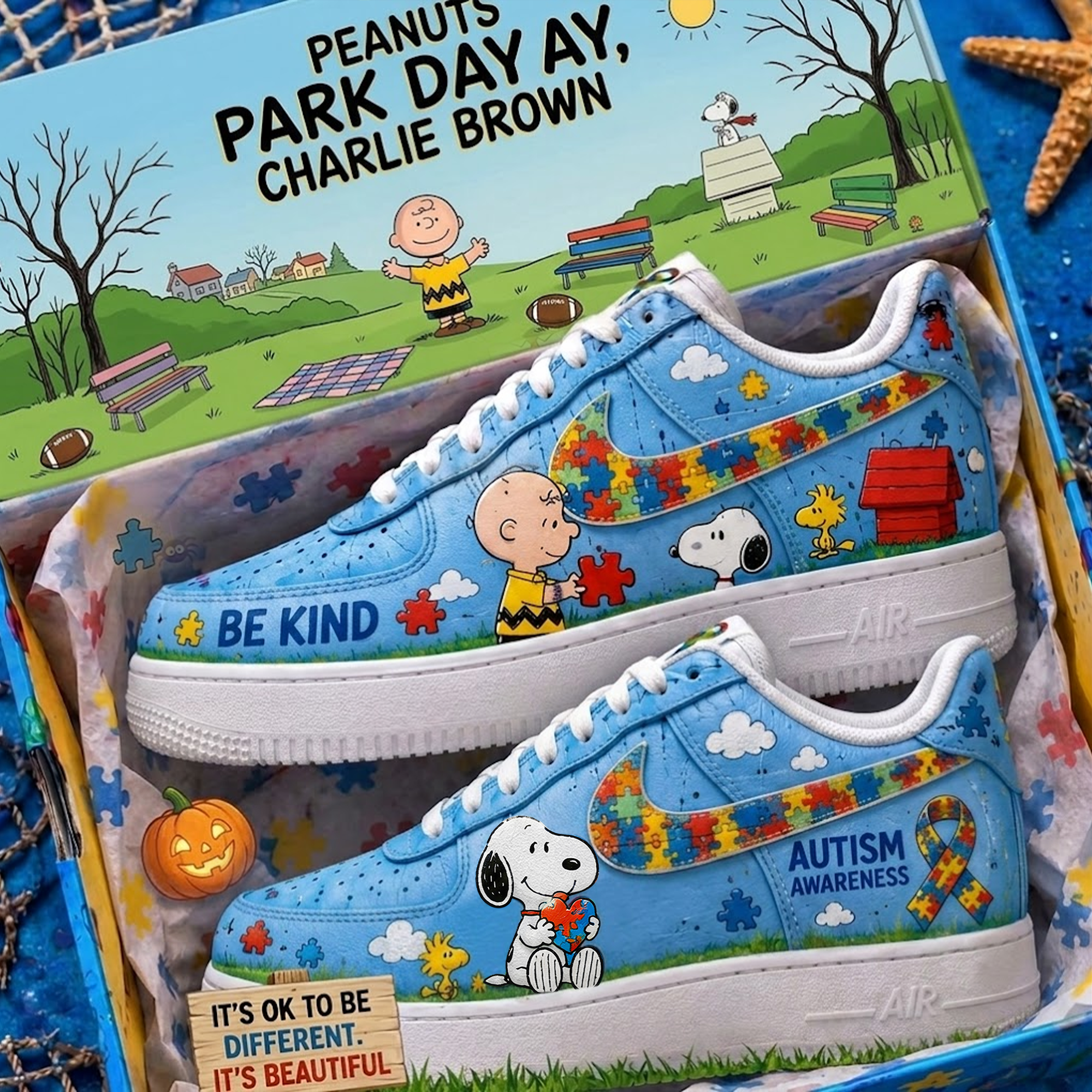 The Autism X Peanuts Shoes Be Kind Cartoon Streetwear Sneakers Autism Awareness Gift Ideas - Kdjoy