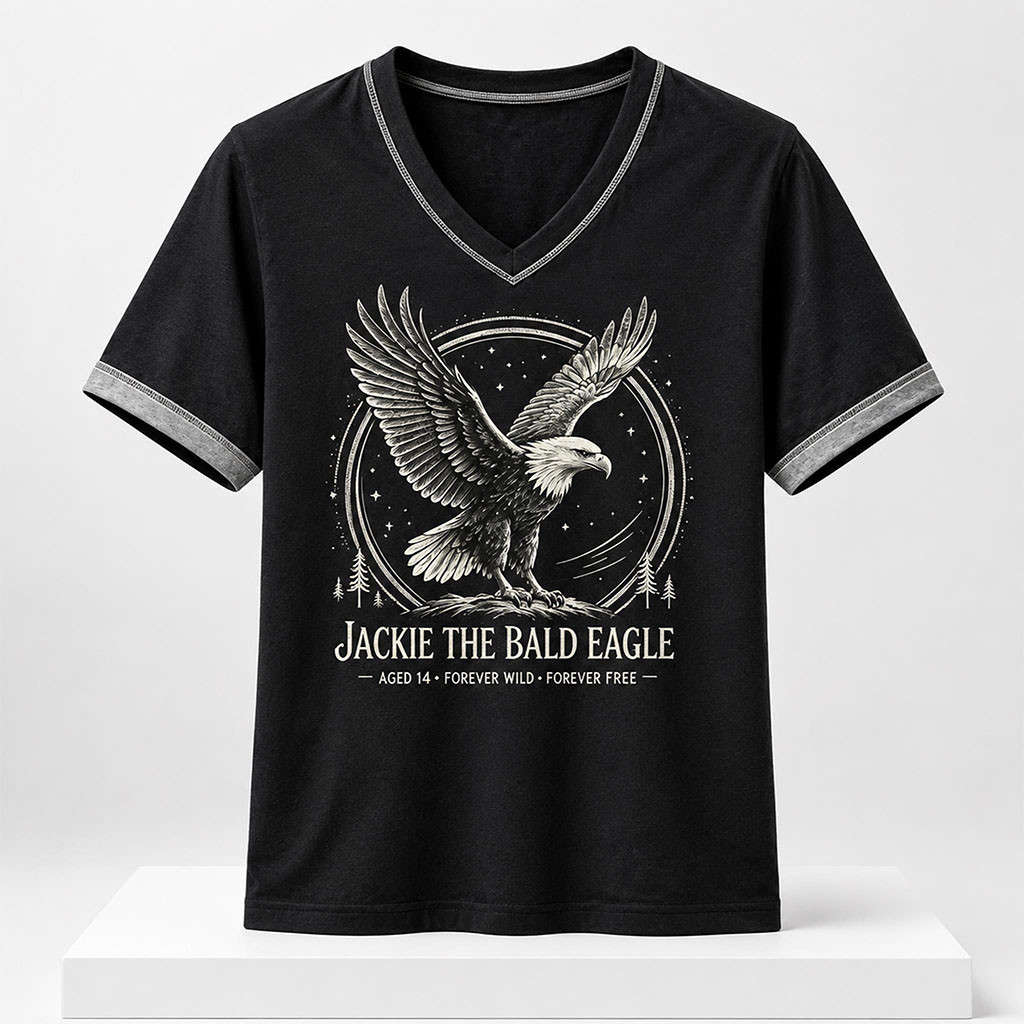 The Bald Eagle Aged 14 Forever Wild Forever Free 2026 V-Neck Shirt Jackie Memorial Clothing - Kdjoy The Bald Eagle Aged 14 Forever Wild Forever Free 2026 V-Neck Shirt Jackie Memorial Clothing - Kdjoy