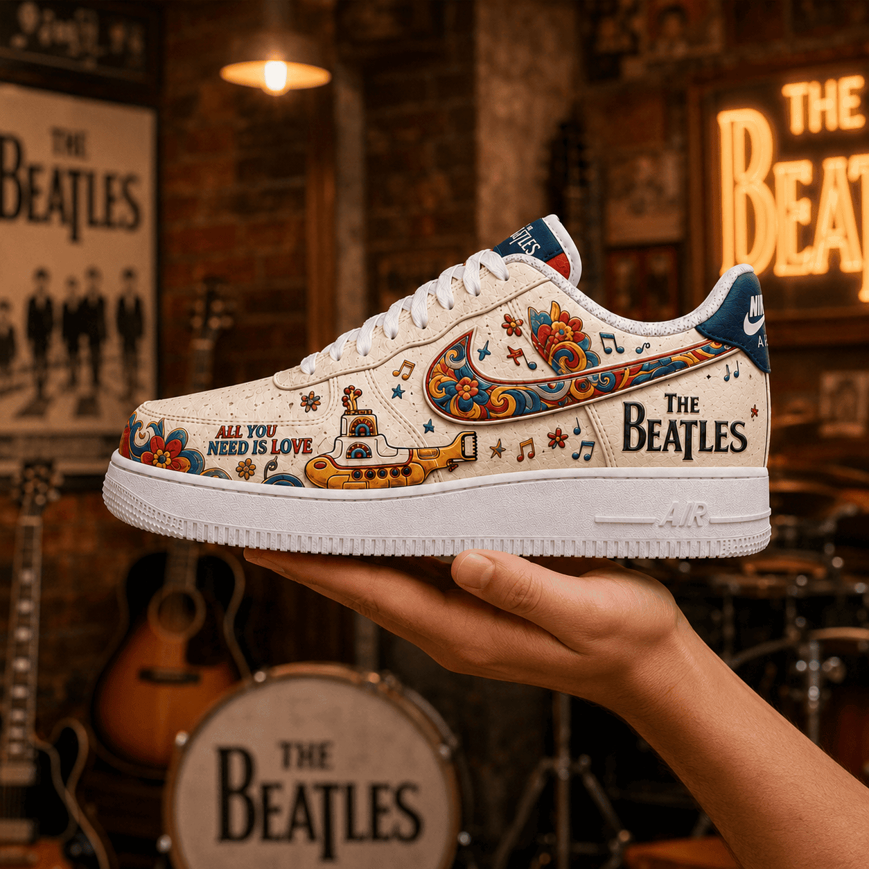 The Beatles All You Need Is Love Shoes Sneakers The Beatles Merch Gift For Band Fans - Kdjoy