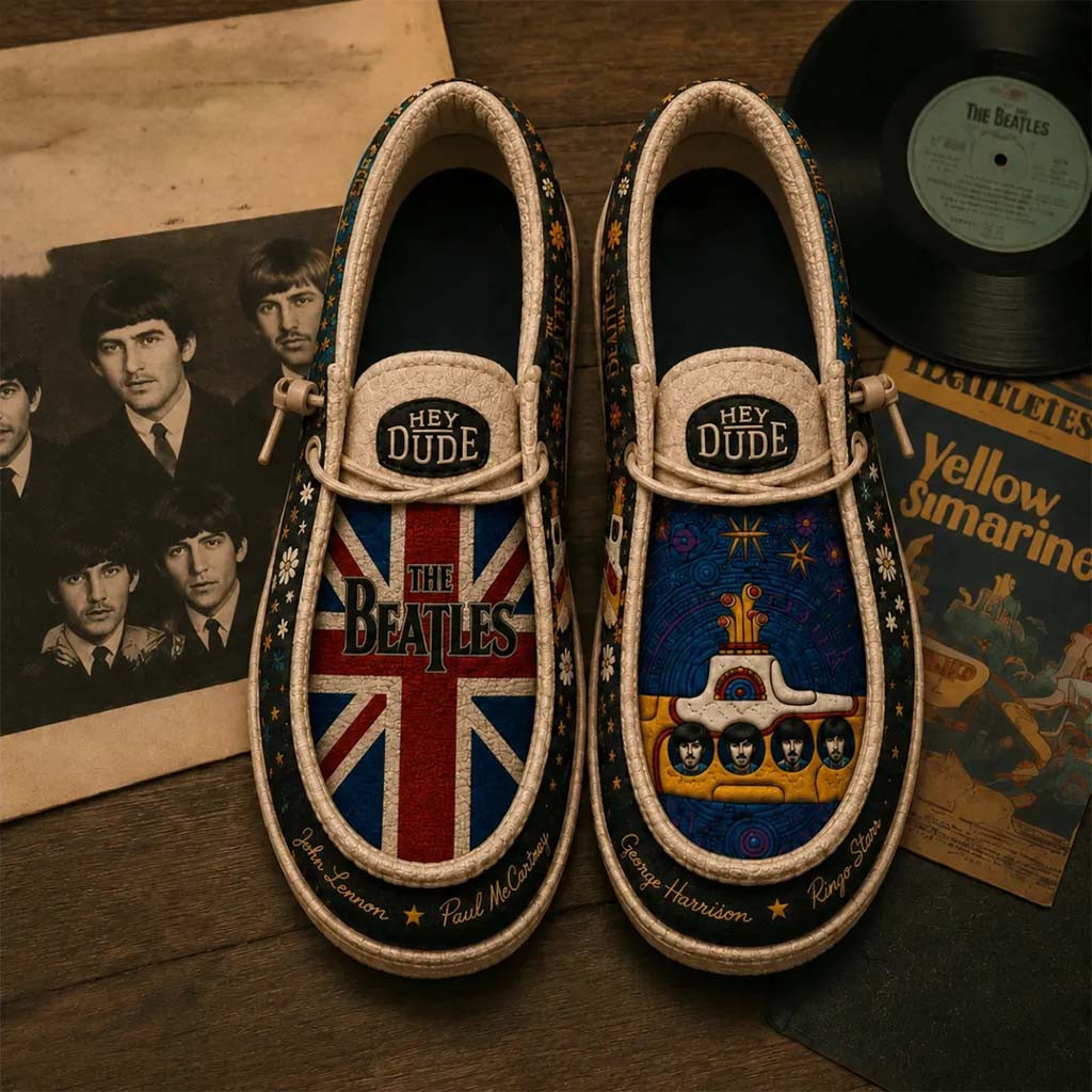 The Beatles Yellow Submarine And Union Jack Loafer Shoes The Beatles Merch Band Fan Gifts - Kdjoy