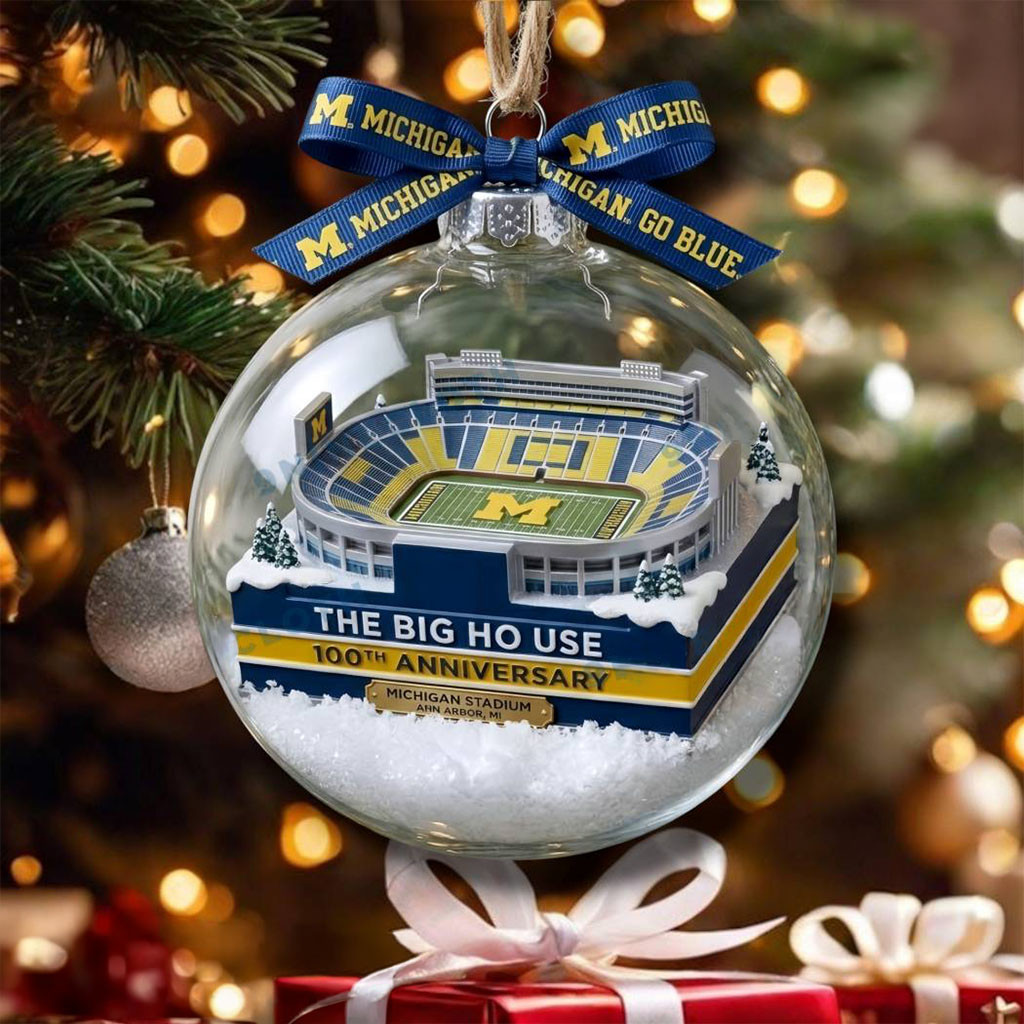 The Big House With The Michigan Stadium 100th Anniversary Snow Christmas Ornament Xmas Decor - Kdjoy