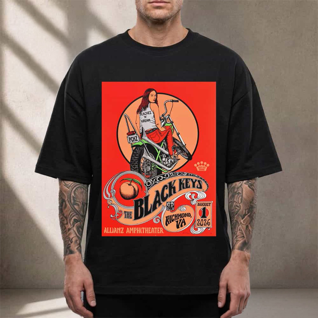 The Black Keys Merch Peaches N Kream 2026 Richmond VA Event Poster T-Shirt Gift For Him - Kdjoy The Black Keys Merch Peaches N Kream 2026 Richmond VA Event Poster T-Shirt Gift For Him - Kdjoy