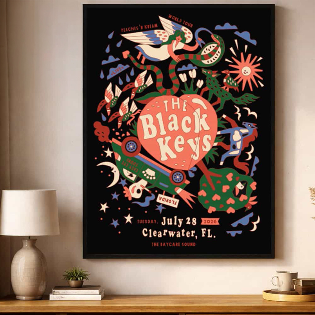 The Black Keys Merch Peaches N Kream World Tour 2026 Clearwater Florida Poster Wall Art - Kdjoy