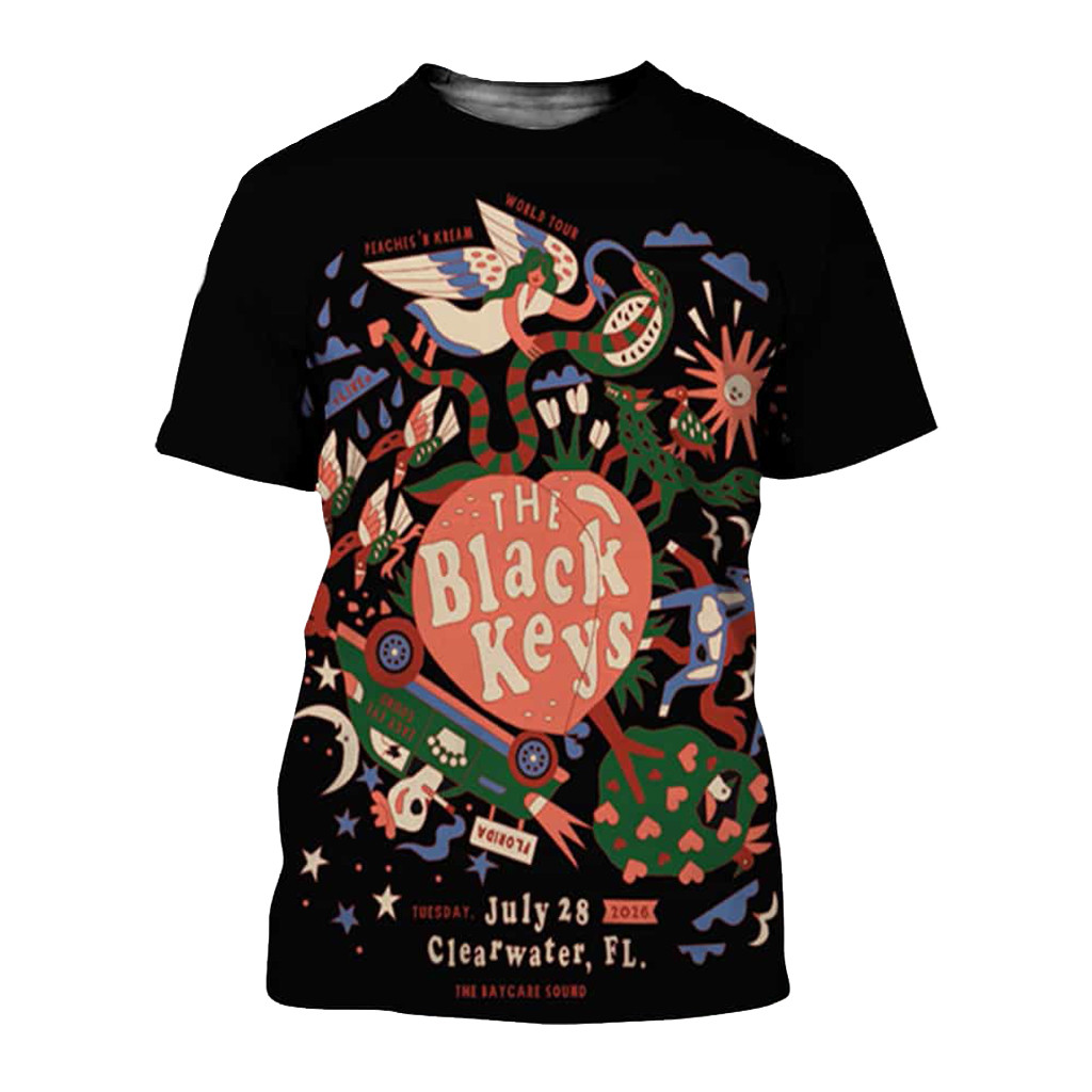 The Black Keys Merch Peaches N Kream World Tour 2026 Clearwater Florida Shirt Fans Gifts - Kdjoy The Black Keys Merch Peaches N Kream World Tour 2026 Clearwater Florida Shirt Fans Gifts - Kdjoy