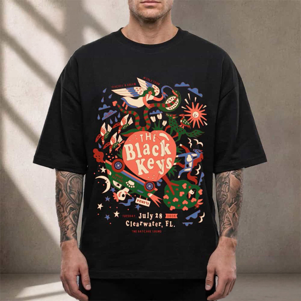 The Black Keys Merch Peaches N Kream World Tour 2026 Clearwater Florida T-Shirt Gift Ideas - Kdjoy The Black Keys Merch Peaches N Kream World Tour 2026 Clearwater Florida T-Shirt Gift Ideas - Kdjoy