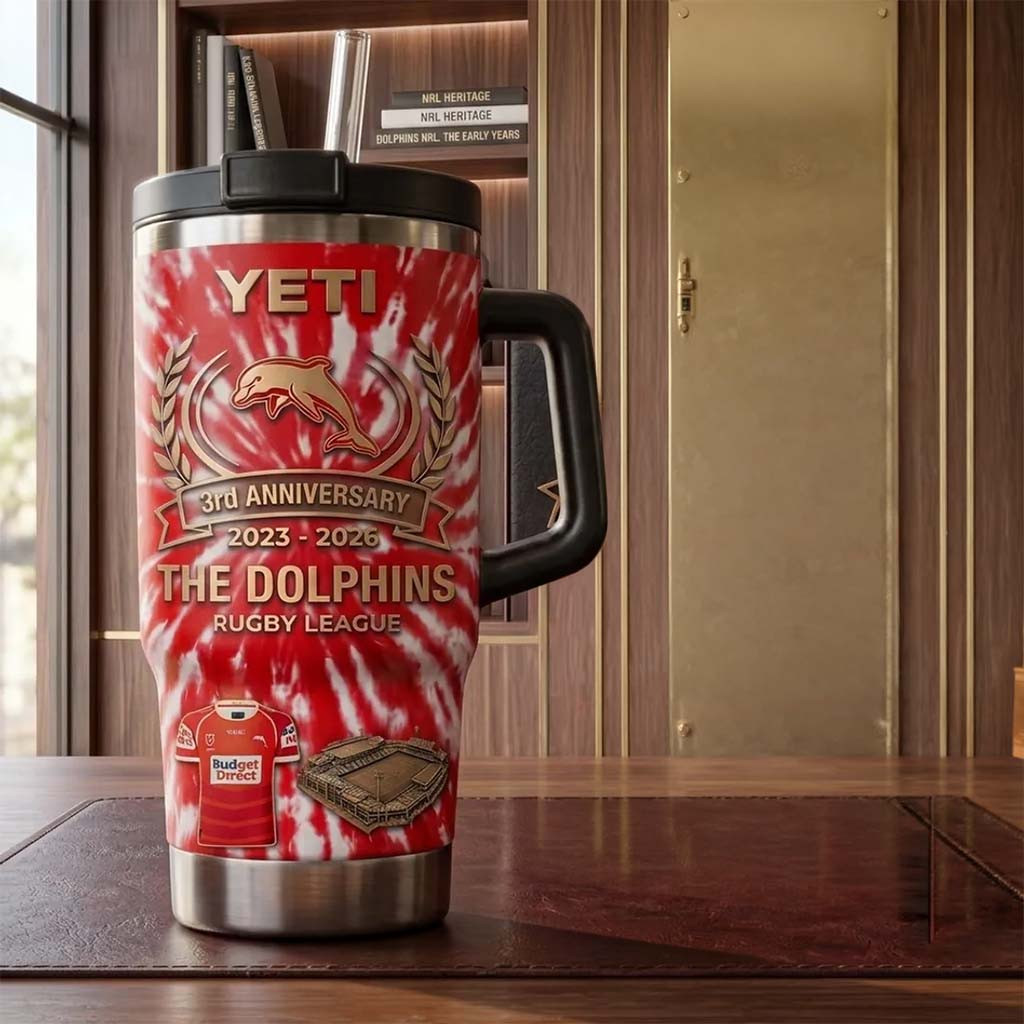 The Dolphins Rugby League 3rd Anniversary YETI Tumbler The Dolphins Merch Gift For Husband - Kdjoy
