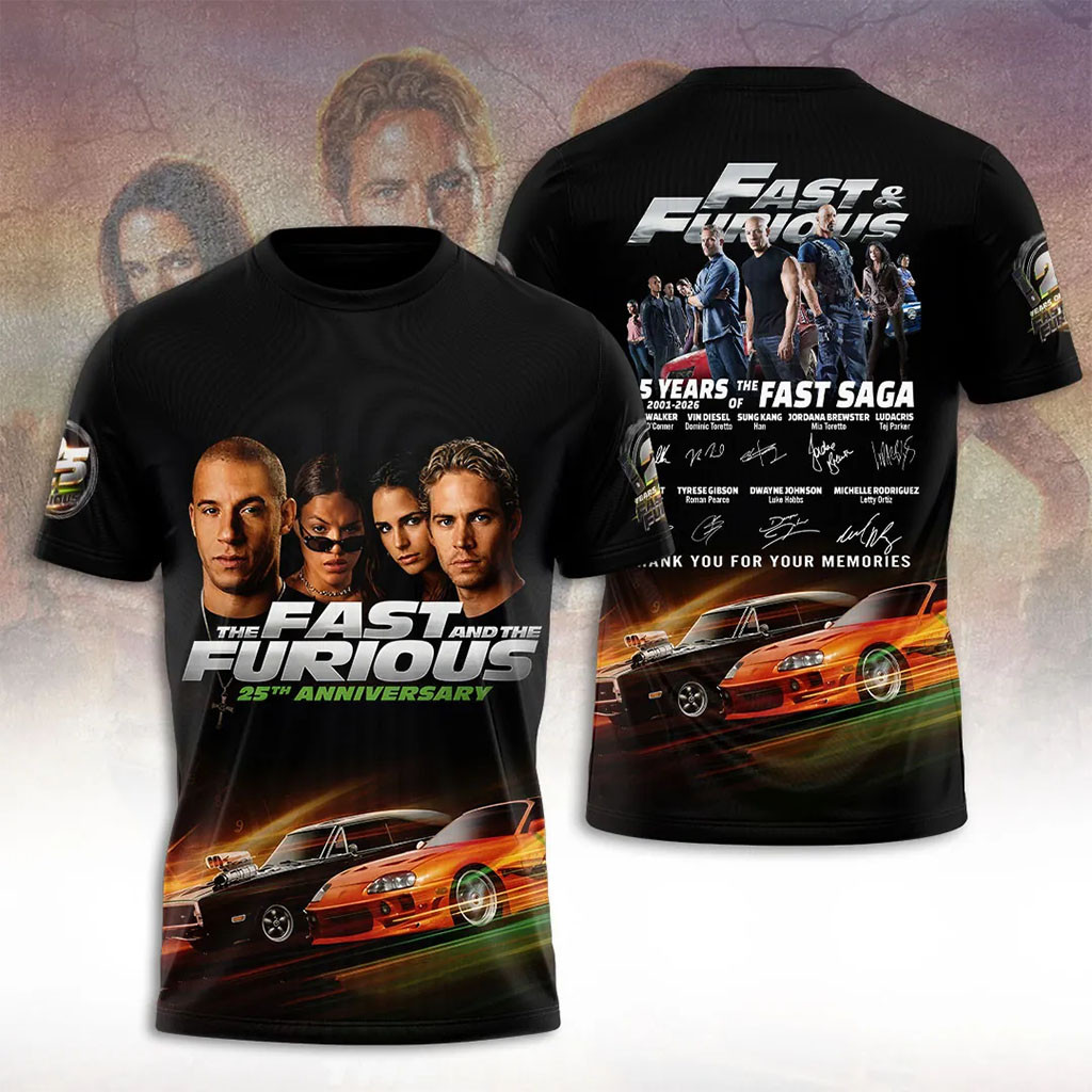 The Fast And The Furious 25th Anniversary T-Shirt Fast And Furious Merch Gifts For Movie Fan - Kdjoy The Fast And The Furious 25th Anniversary T-Shirt Fast And Furious Merch Gifts For Movie Fan - Kdjoy