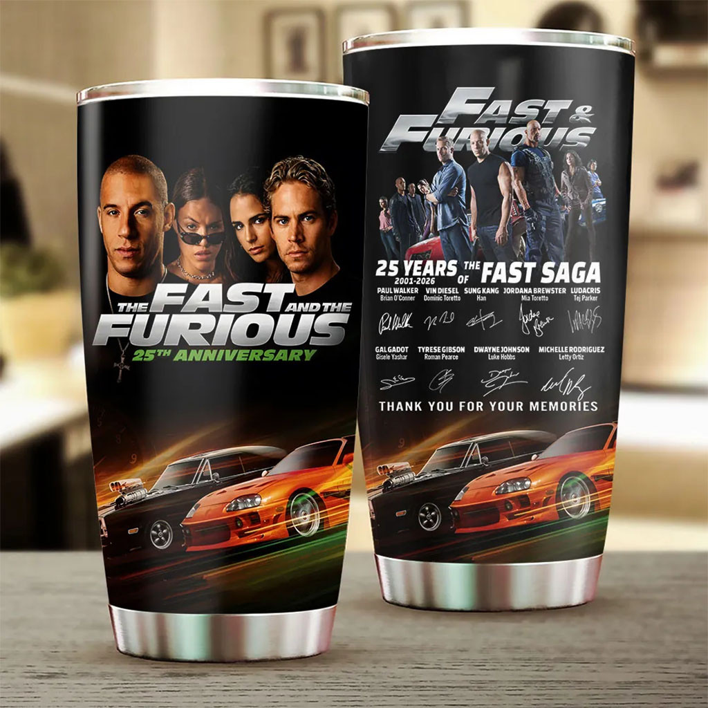 The Fast And The Furious 25th Anniversary Tumbler Fast And Furious Merch Movie Fan Gifts - Kdjoy