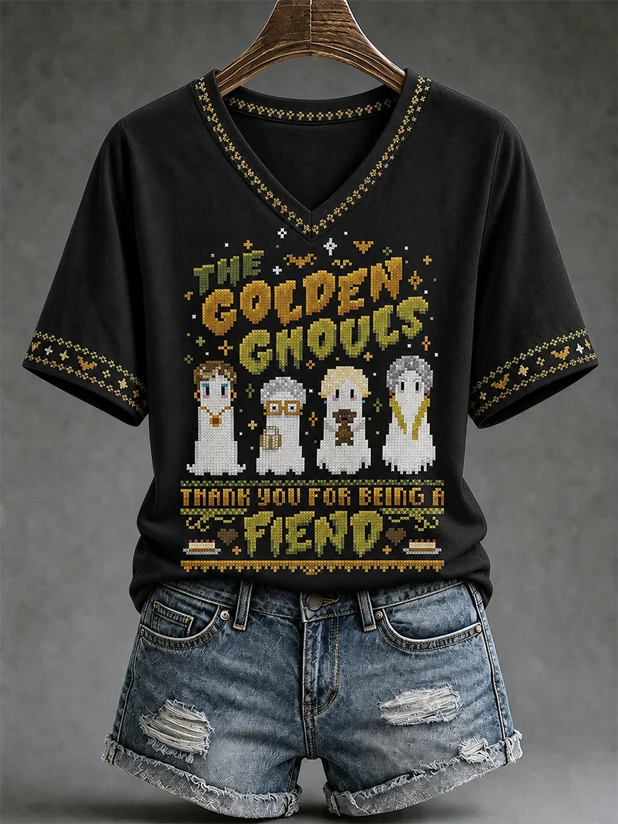 The Golden Ghouls V-Neck Shirt Thank You For Being A Friend Shirt Gift Ideas Halloween - Kdjoy