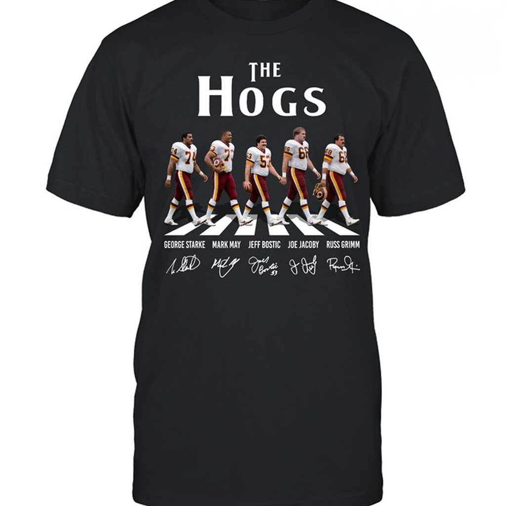 The Hogs Washington Abbey Road T-Shirt Offensive Line Legends Signatures Tee Commanders Merch - Kdjoy