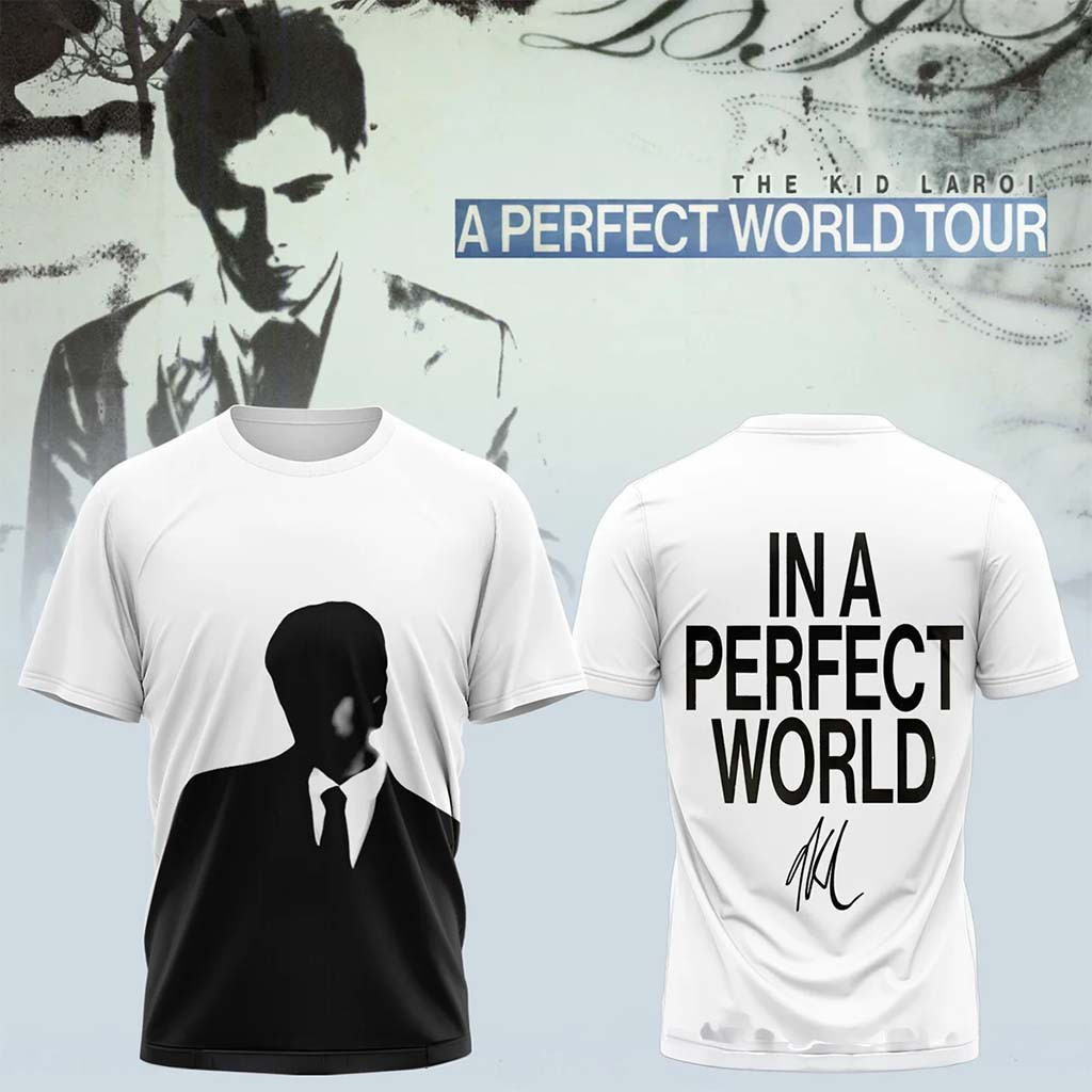The Kid Laroi A Perfect World Tour 2026 T-Shirt The Kid Laroi Merch Gifts For Music Lovers - Kdjoy The Kid Laroi A Perfect World Tour 2026 T-Shirt The Kid Laroi Merch Gifts For Music Lovers - Kdjoy