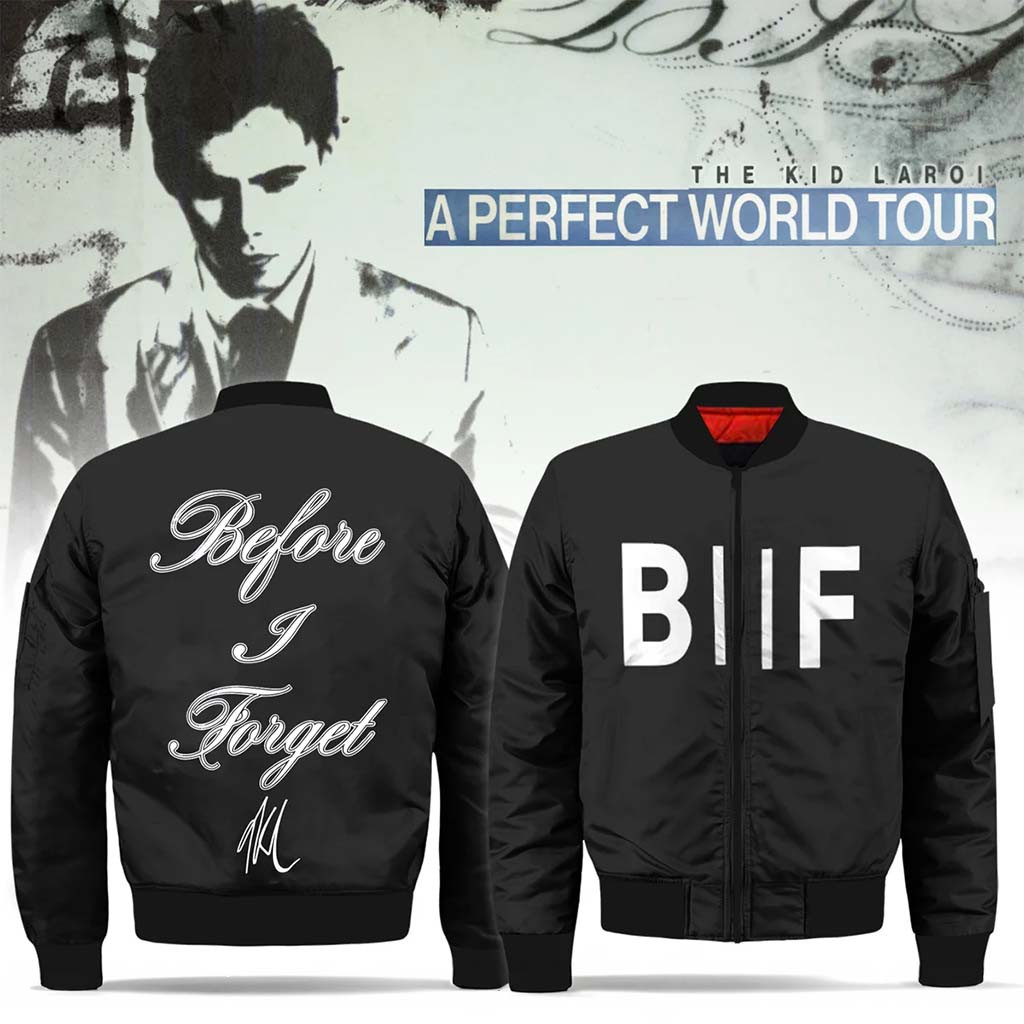 The Kid Laroi A Perfect World Tour Bomber Jacket Before I Forget The Kid Laroi Merch Fan Gifts - Kdjoy