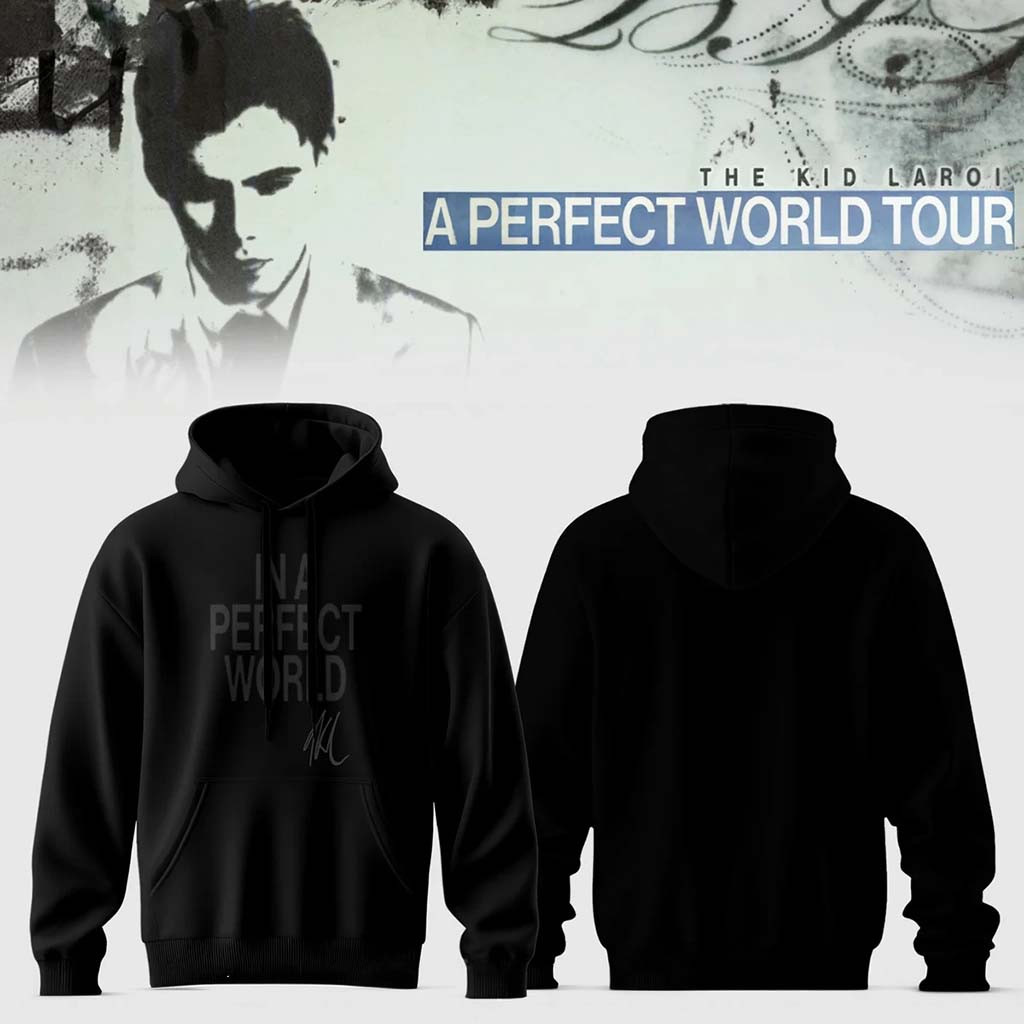 The Kid Laroi Merch 2026 A Perfect World Tour Hoodie Black Cool Gifts For Music Lovers - Kdjoy