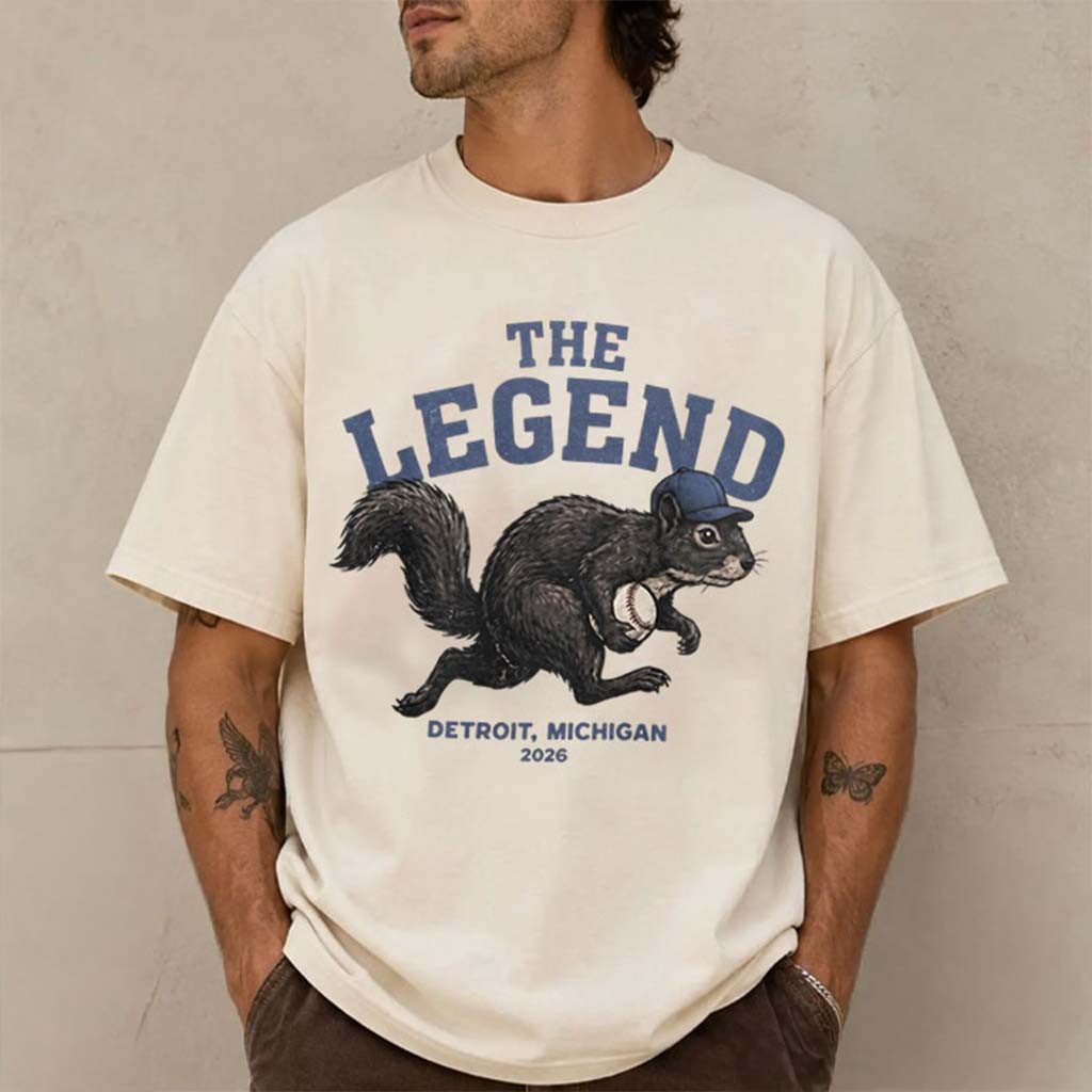 The Legend Game Day Shirt Funny Detroit Baseball Squirrel T-Shirt Gifts For Friends
