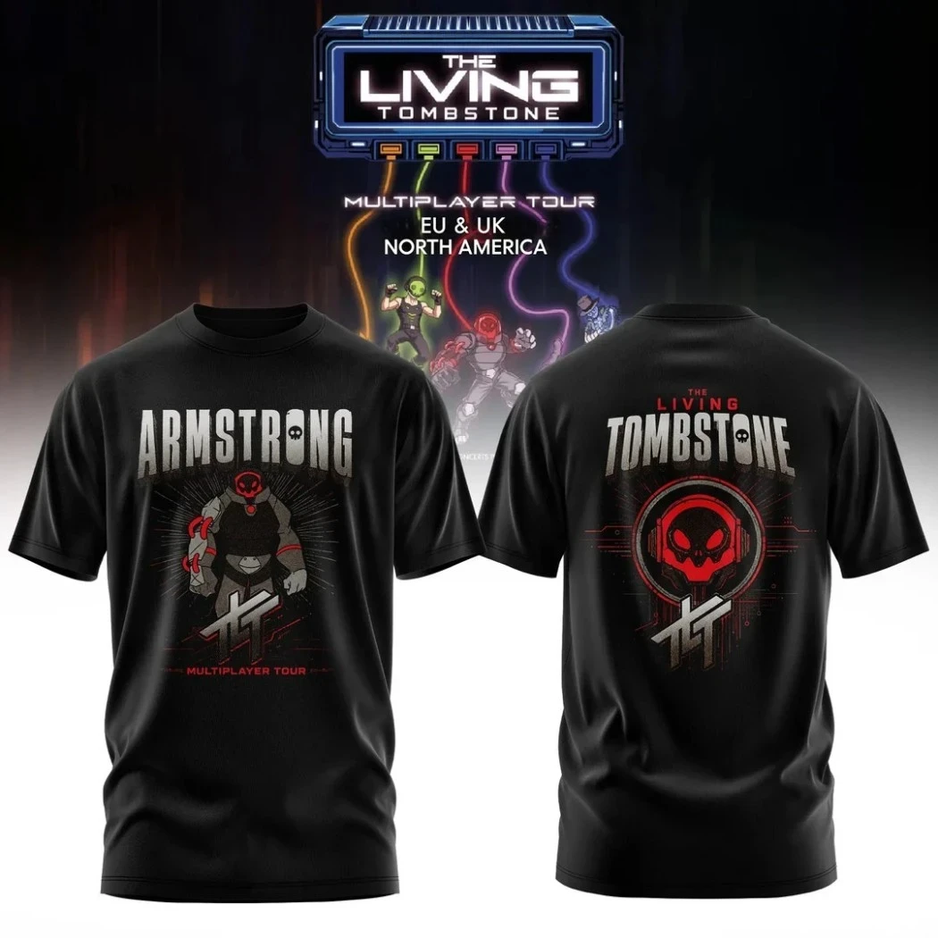The Living Tombstone Multiplayer Tour 2026 Armstrong Red Skull Shirt The Living Tombstone Merch - Kdjoy