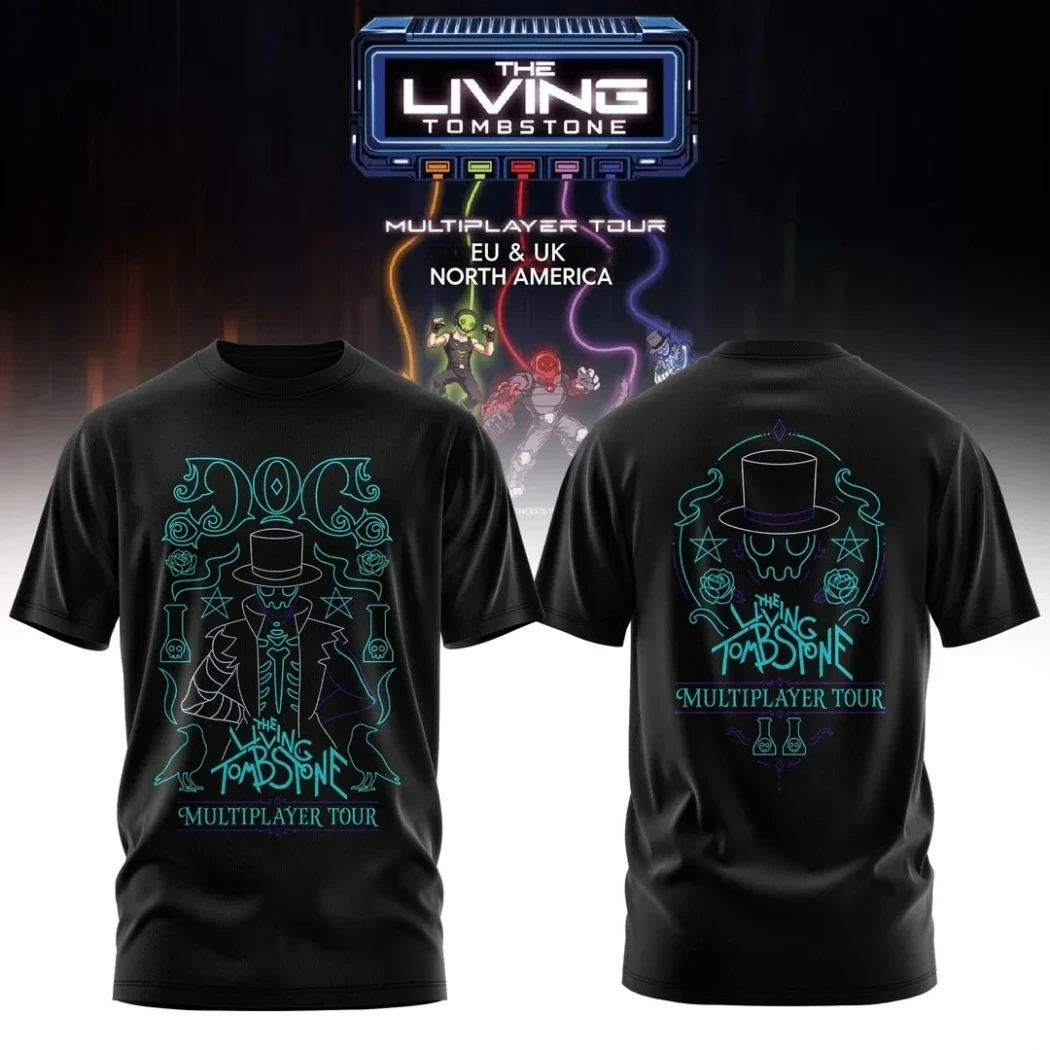 The Living Tombstone Multiplayer Tour 2026 Dr Earth Line Art T-Shirt The Living Tombstone Merch - Kdjoy