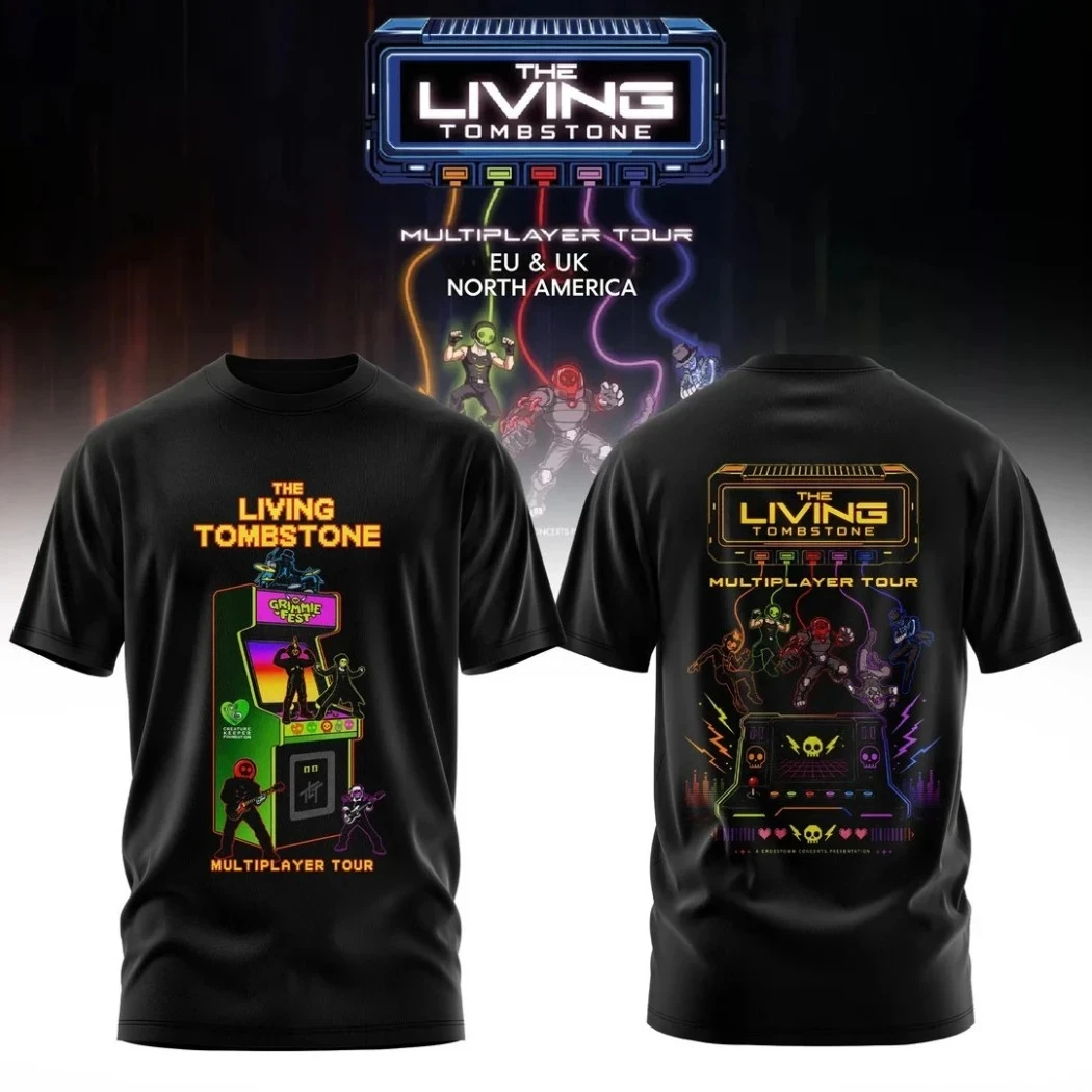 The Living Tombstone Multiplayer Tour Merch 2026 Arcade Machine Graphic T-Shirt EDM Fan Gifts - Kdjoy
