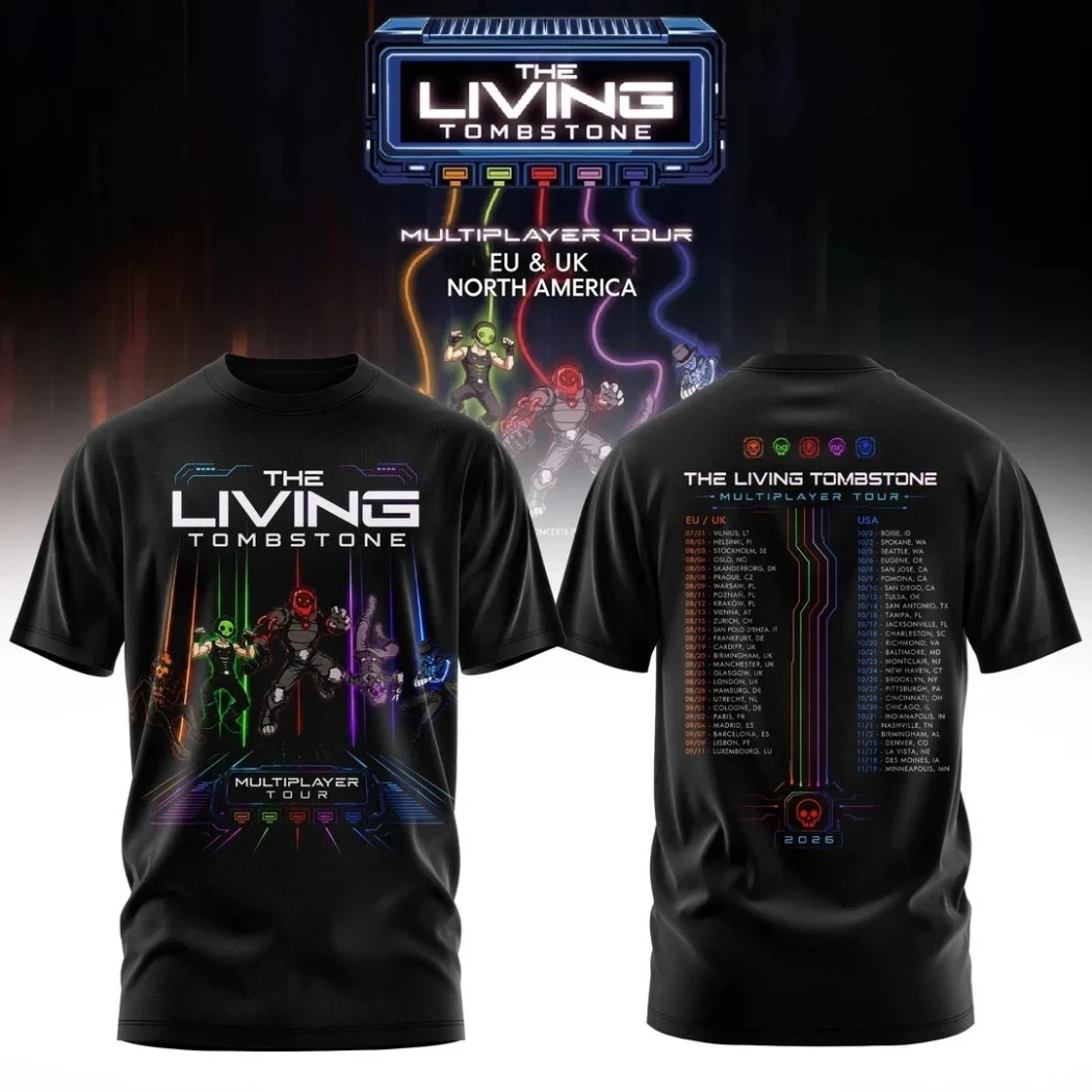 The Living Tombstone Multiplayer Tour Merch 2026 EU UK North America Concert T-Shirt Fan Gifts - Kdjoy