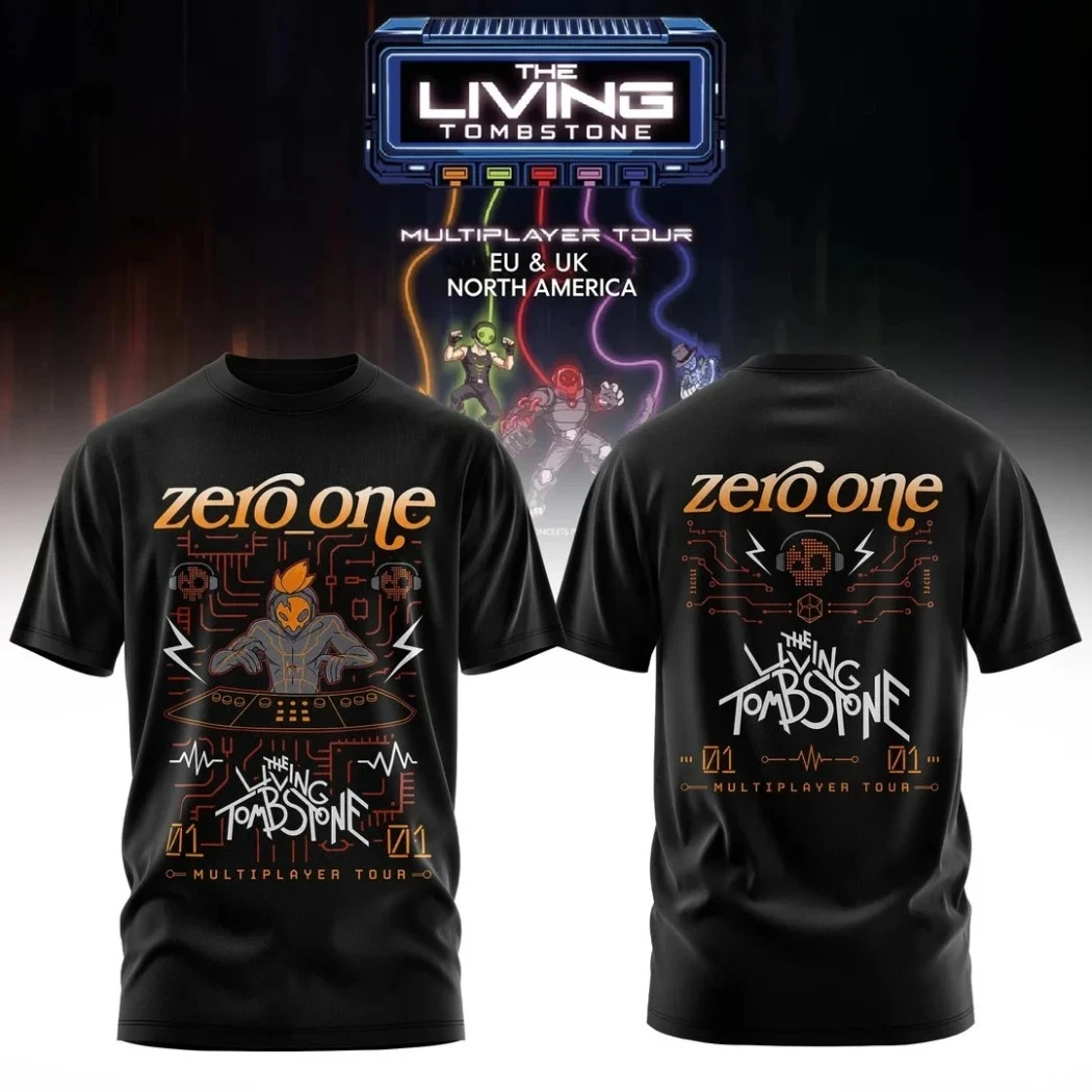 The Living Tombstone Multiplayer Tour Merch 2026 Zero One Cyberpunk T-Shirt Gift for EDM Fans - Kdjoy