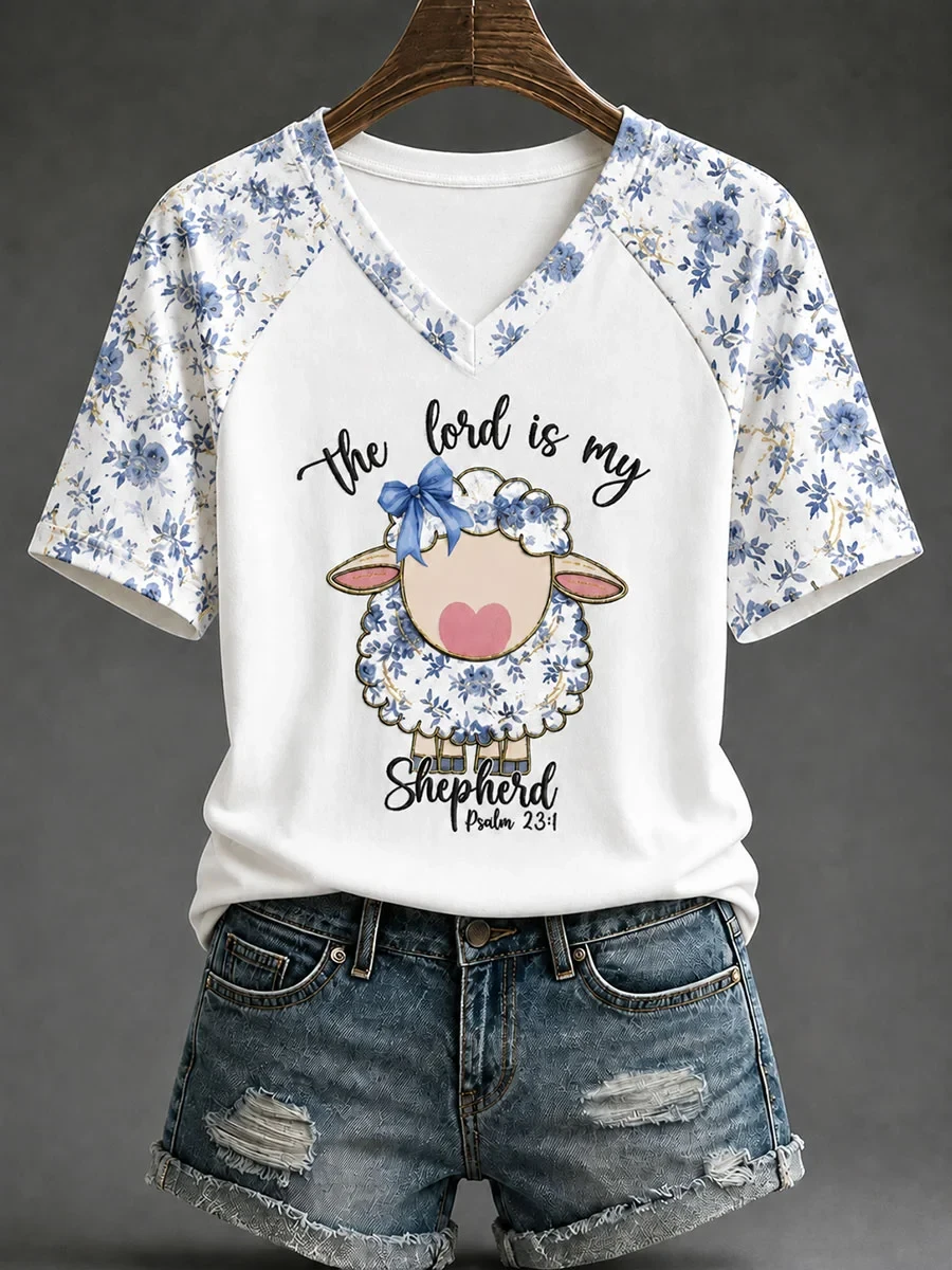 The Lord Is My Shepherd V-Neck Shirt Bible Verse Clothing Good Christian Gifts For Her - Kdjoy The Lord Is My Shepherd V-Neck Shirt Bible Verse Clothing Good Christian Gifts For Her - Kdjoy