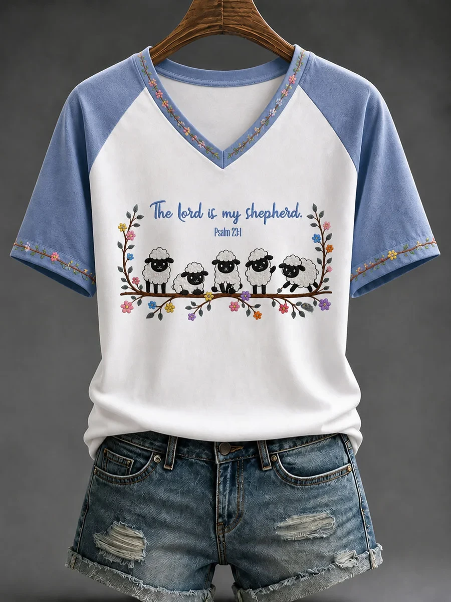 The Lord Is My Shepherd V-Neck Shirt Faith Based Clothing Stores Christian Best Friend Gifts - Kdjoy The Lord Is My Shepherd V-Neck Shirt Faith Based Clothing Stores Christian Best Friend Gifts - Kdjoy