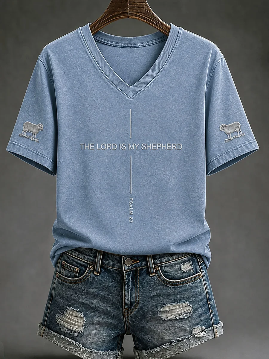 The Lord Is My Shepherd V-Neck Shirt Women's Faith Based Apparel Christian Gift Ideas - Kdjoy