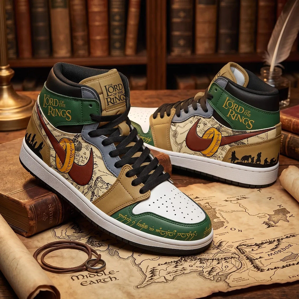 The Lord Of The Rings Middle Earth Map High Top Shoes Sneakers LOTR Merch Gift For Movie Fan - Kdjoy