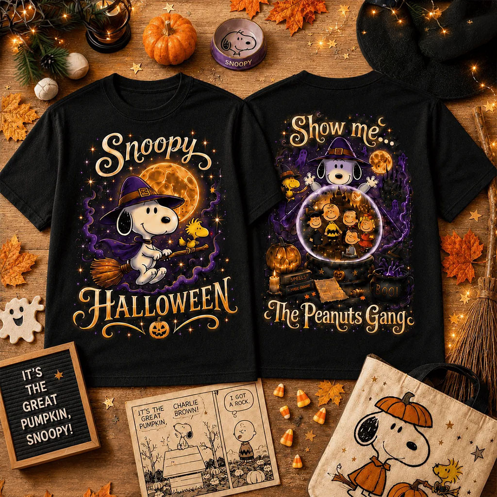 The Peanuts Gang Snoopy Halloween Black T-Shirt Funny Cute Snoopy Shirt Halloween Gifts - Kdjoy The Peanuts Gang Snoopy Halloween Black T-Shirt Funny Cute Snoopy Shirt Halloween Gifts - Kdjoy