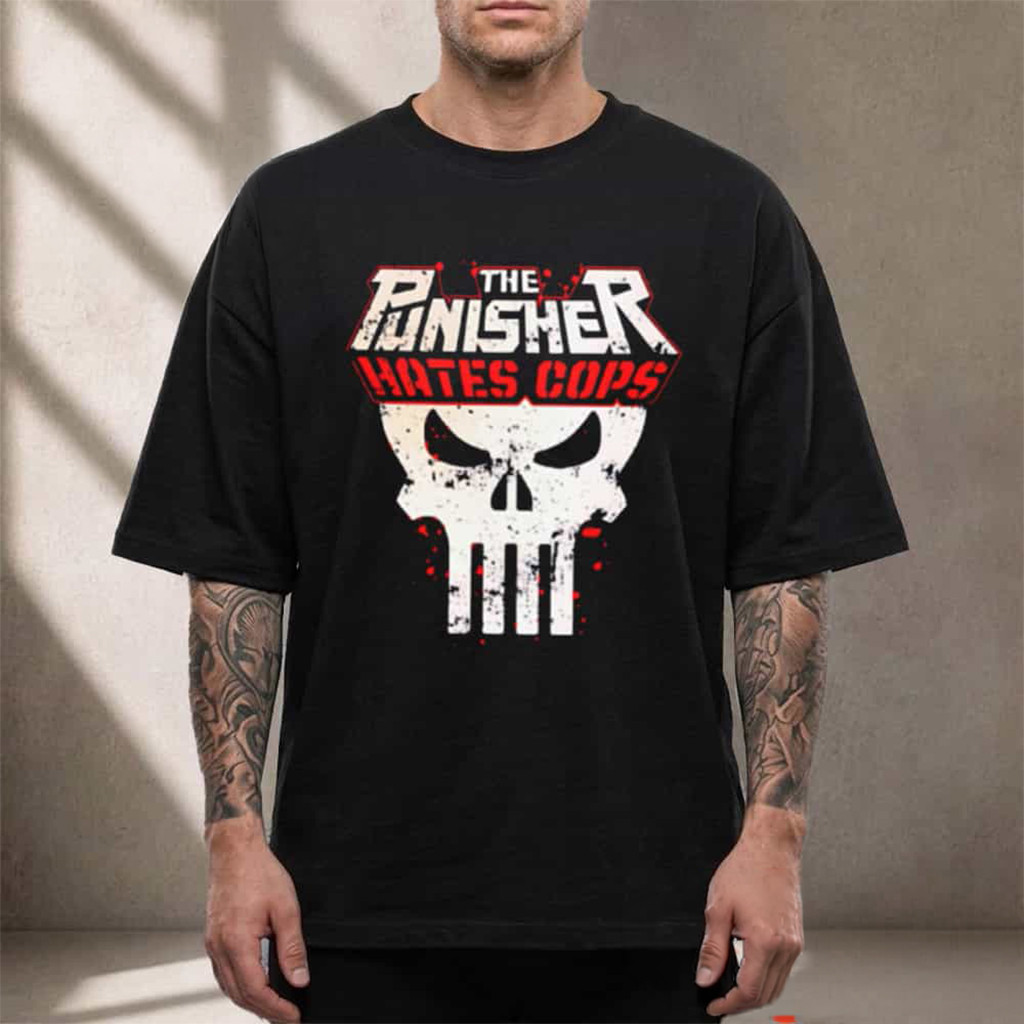 The Punisher Hates Cops Skull T-Shirt The Punisher Merch Gifts For Him - Kdjoy The Punisher Hates Cops Skull T-Shirt The Punisher Merch Gifts For Him - Kdjoy