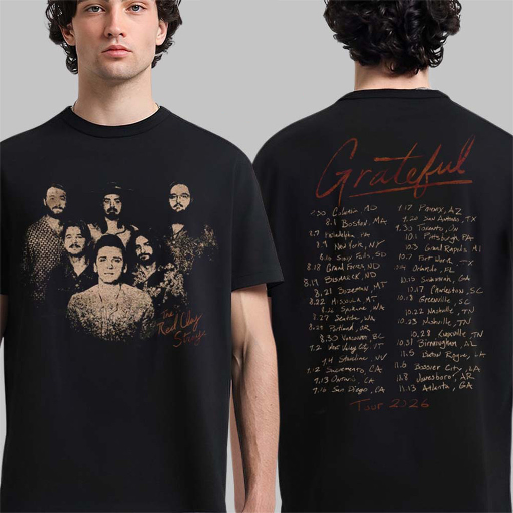 The Red Clay Strays Grateful Tour 2026 Photo T-Shirt The Red Clay Strays Merch Him Gifts - Kdjoy